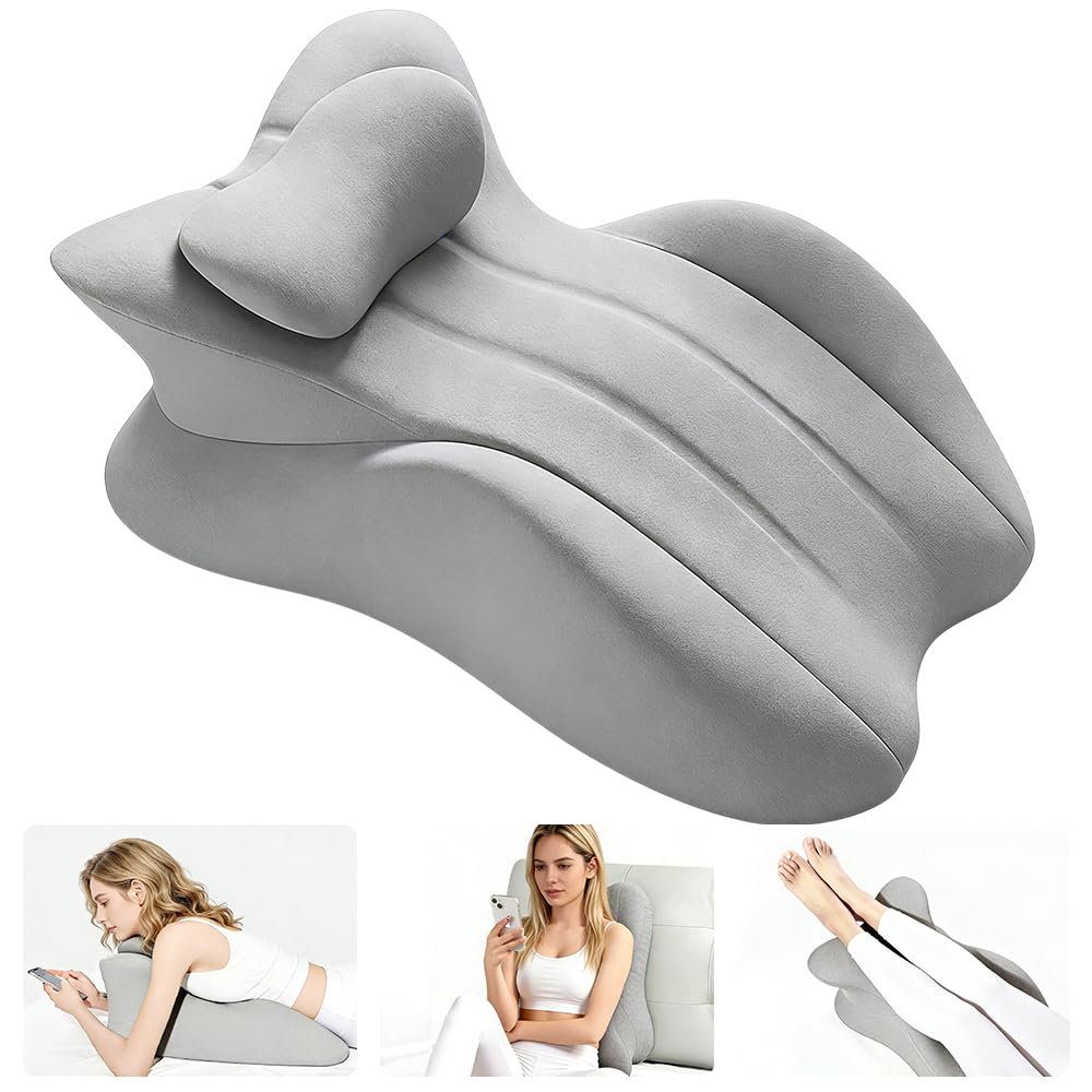 Coussin Couple, Coussin Sexuel pour Couples, Coussin Triangulaire en mousse à Mémoire de Forme, Oreillers Coin pour Couple avec Housse Amovible, Gris