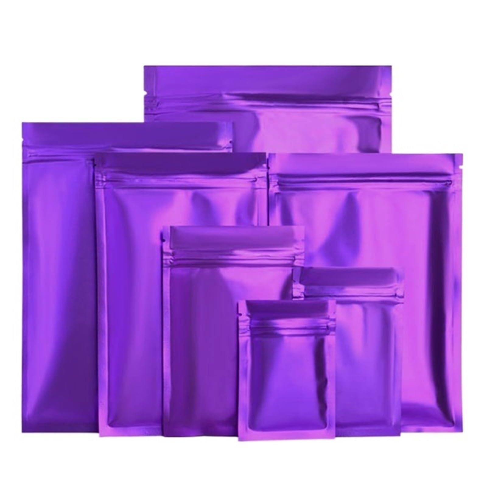 Bolsas planas Bolsas planas con cierre hermético de aluminio resellable for té, alimentos, dulces, joyas, sellado térmico(Purple,100pcs,20x30cm)
