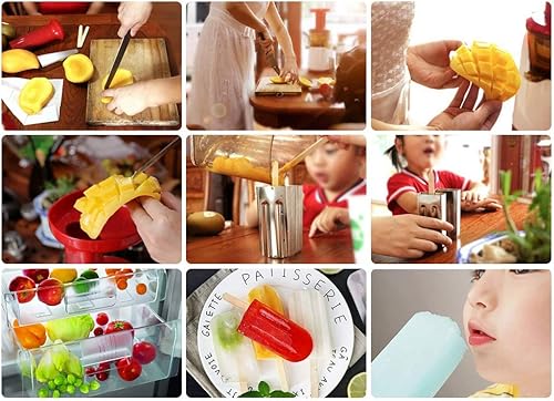 Miniatura 7 de 6 moldes de paletas de acero inoxidable, para hacer paletas de hielo caseras con base de acero inoxidable, 50 palitos de paletas, 20 bolsas de