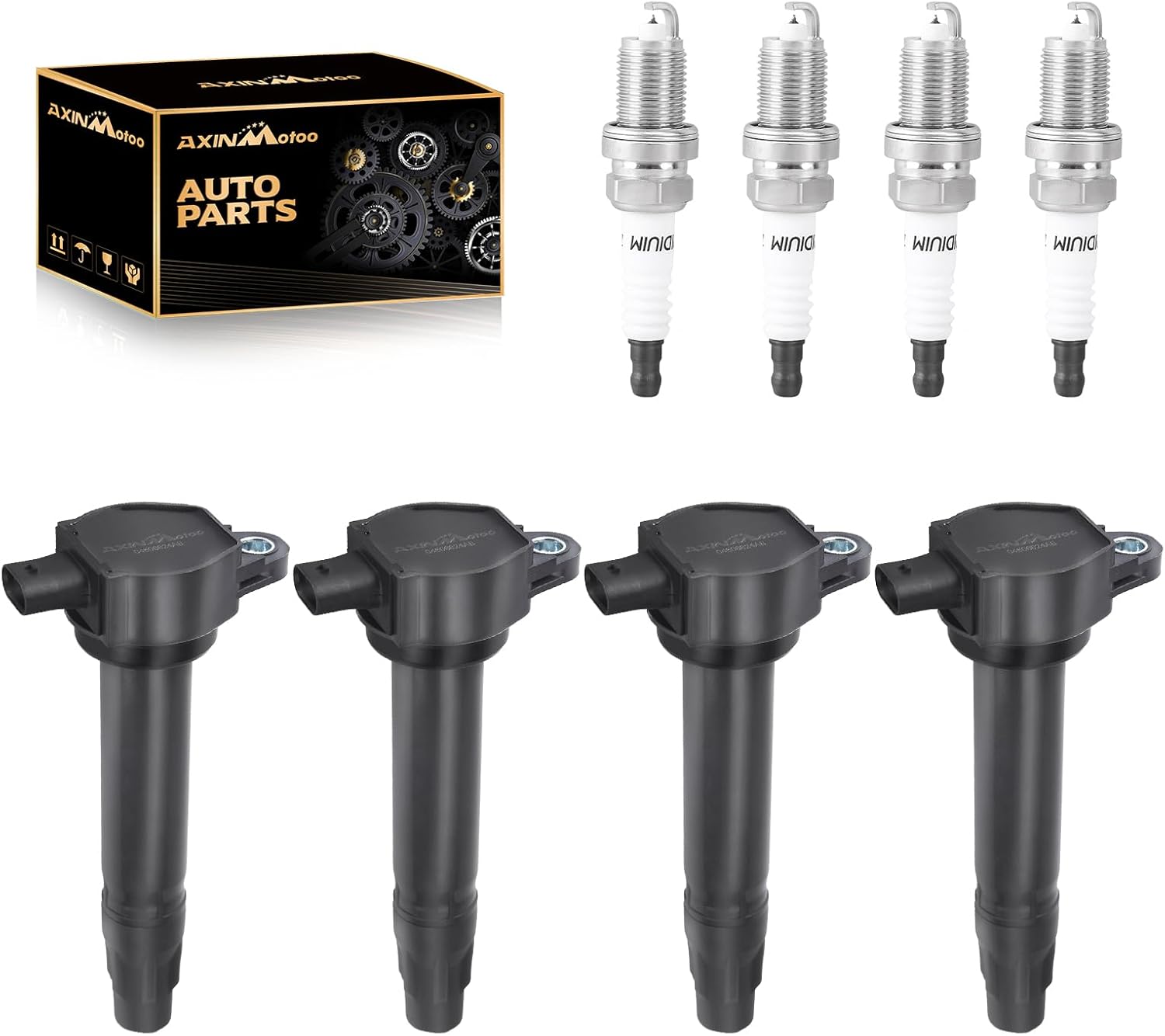 Set of 4 Ignition Coil Pack and Spark Plugs UF557 Replacement for Jeep Compass Patriot 07-17, for Chrysler 200 11-14, Sebring 07-10, for Dodge Avenger 08-14, Journey 11-17, Caliber 07-12