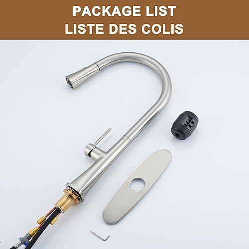 Miniatura 7 de CASAINC Grifo de cocina con rociador extraíble, moderno grifo de fregadero de cocina extraíble de una sola manija, grifos de fregadero de 1 o 3