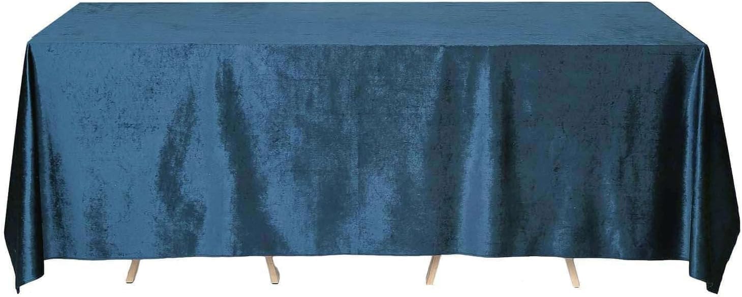Efavormart Premium Velvet Navy Blue 90" x 132" Rectangle Tablecloth for Wedding Party Events