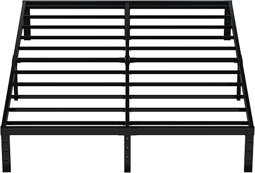 Miniatura 6 de Maenizi Marco de cama de tamaño matrimonial de 12 pulgadas, no necesita somier, plataforma de metal resistente, soporte completo de hasta 3000