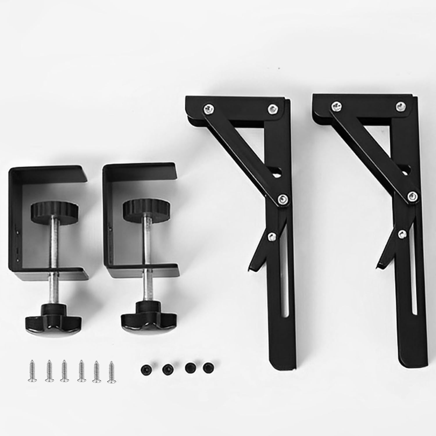 2 Piezas Extensión de Escritorio Plegable con Abrazadera, Ampliación de Mesa sin Taladrar, Bandeja para Teclado Abatible para Tableros de 1-5 cm, Soporte Extensible para Oficina, Teletrabajo y Gaming