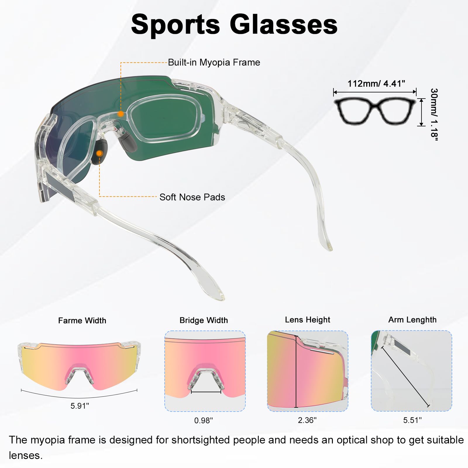 ToopMount Polarized Cycling Glasses, Sports Sunglasses with 2 Interchangeable Lenses - Image 2