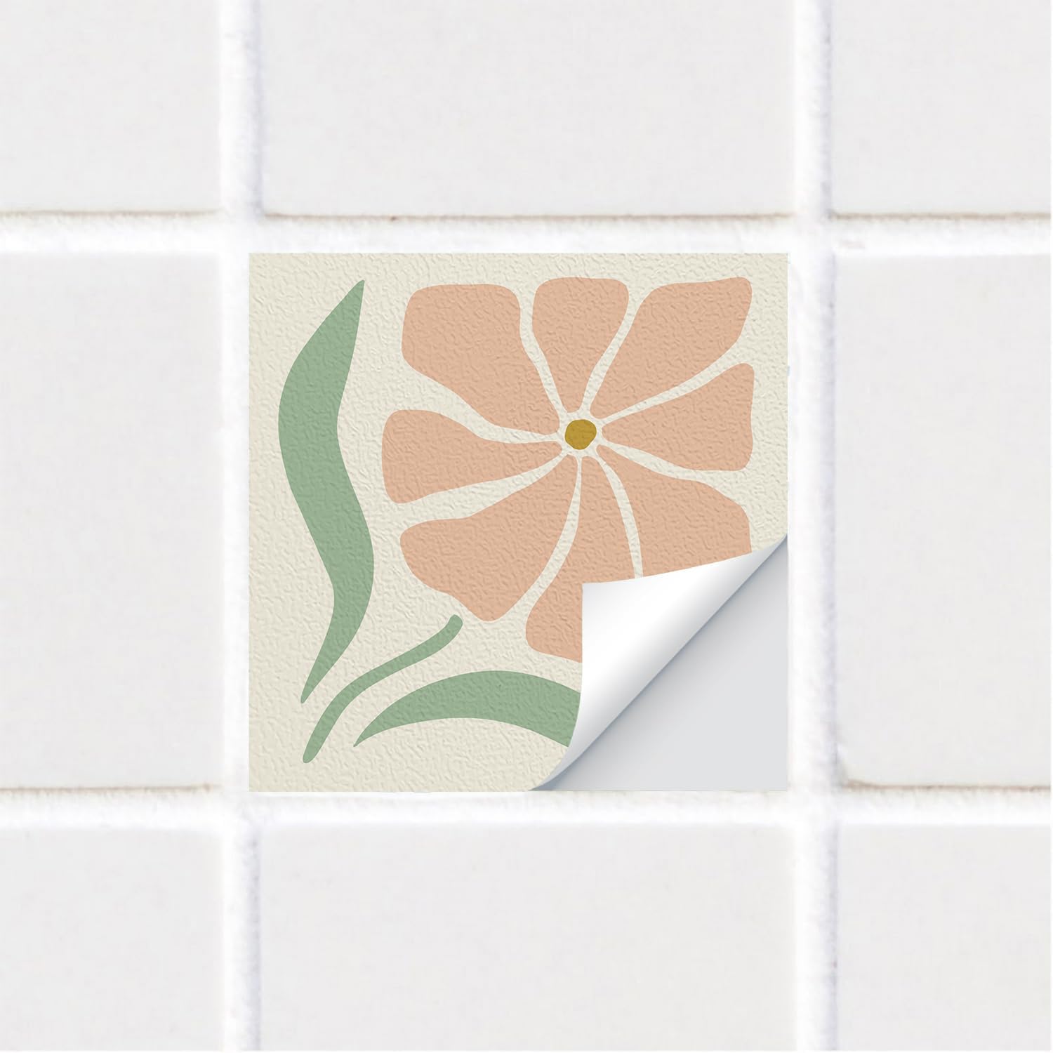 funlife 10 PCS 15X15cm Self-Adhesive Tile Stickers, Textured Vinyl Stick on Tiles, Backsplash Wall Art Decal for Kitchen DIY Decoration, Light Colored Abstract Flowers