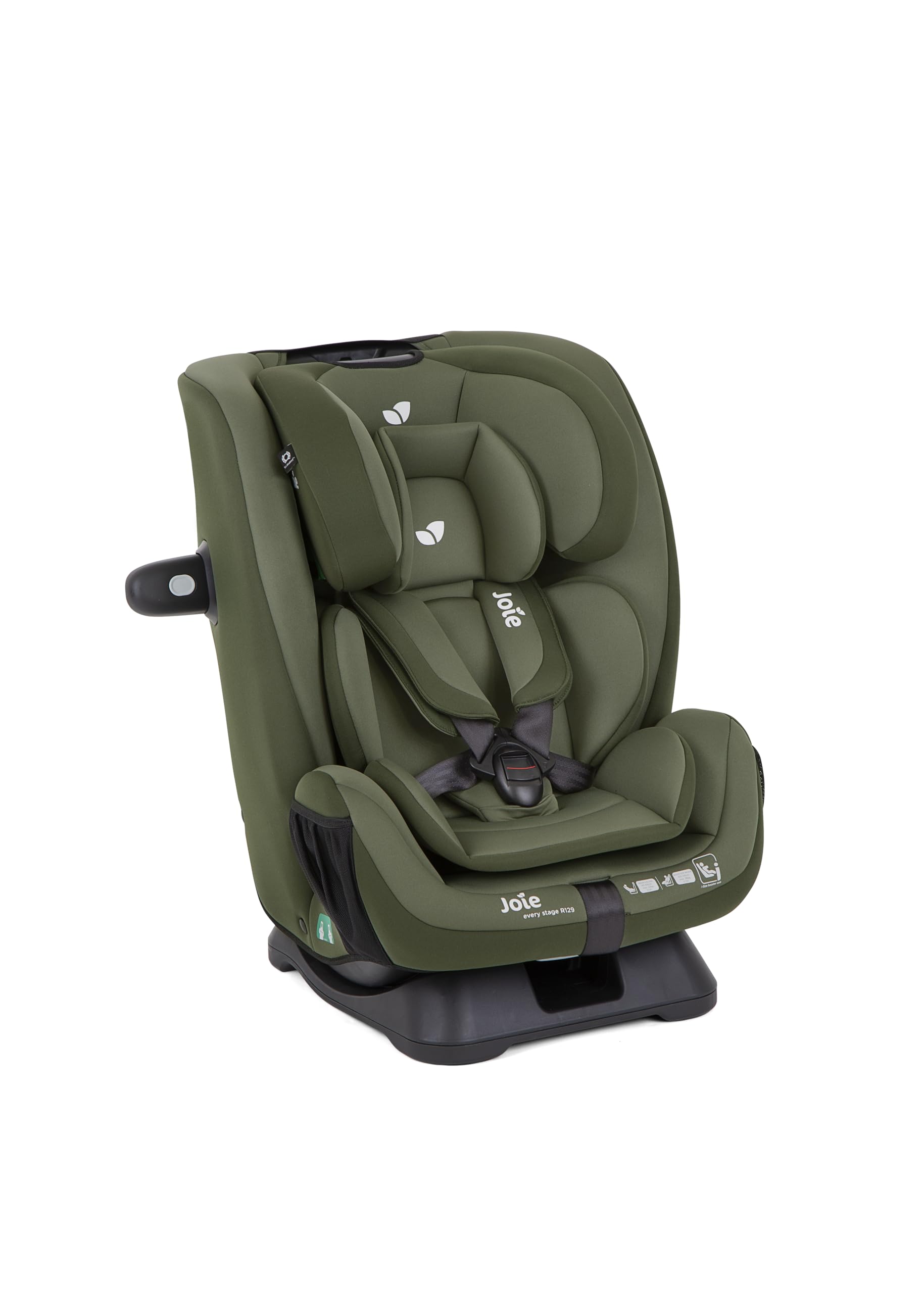 Joie every stage™ R129 seggiolino auto i-Size, contro e nel senso di marcia, 6 posizioni di reclinazione, installazione con cintura semplice – dalla nascita ai 12 anni (40–145 cm), Moss