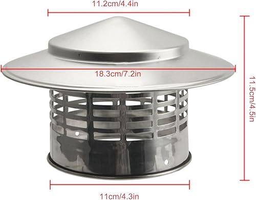 Miniatura 2 de DIERI Tapa de chimenea, 2.953 in2.95 pulgadas, cubierta de techo de chimenea de acero inoxidable, tapas de chimenea para exteriores suministros para