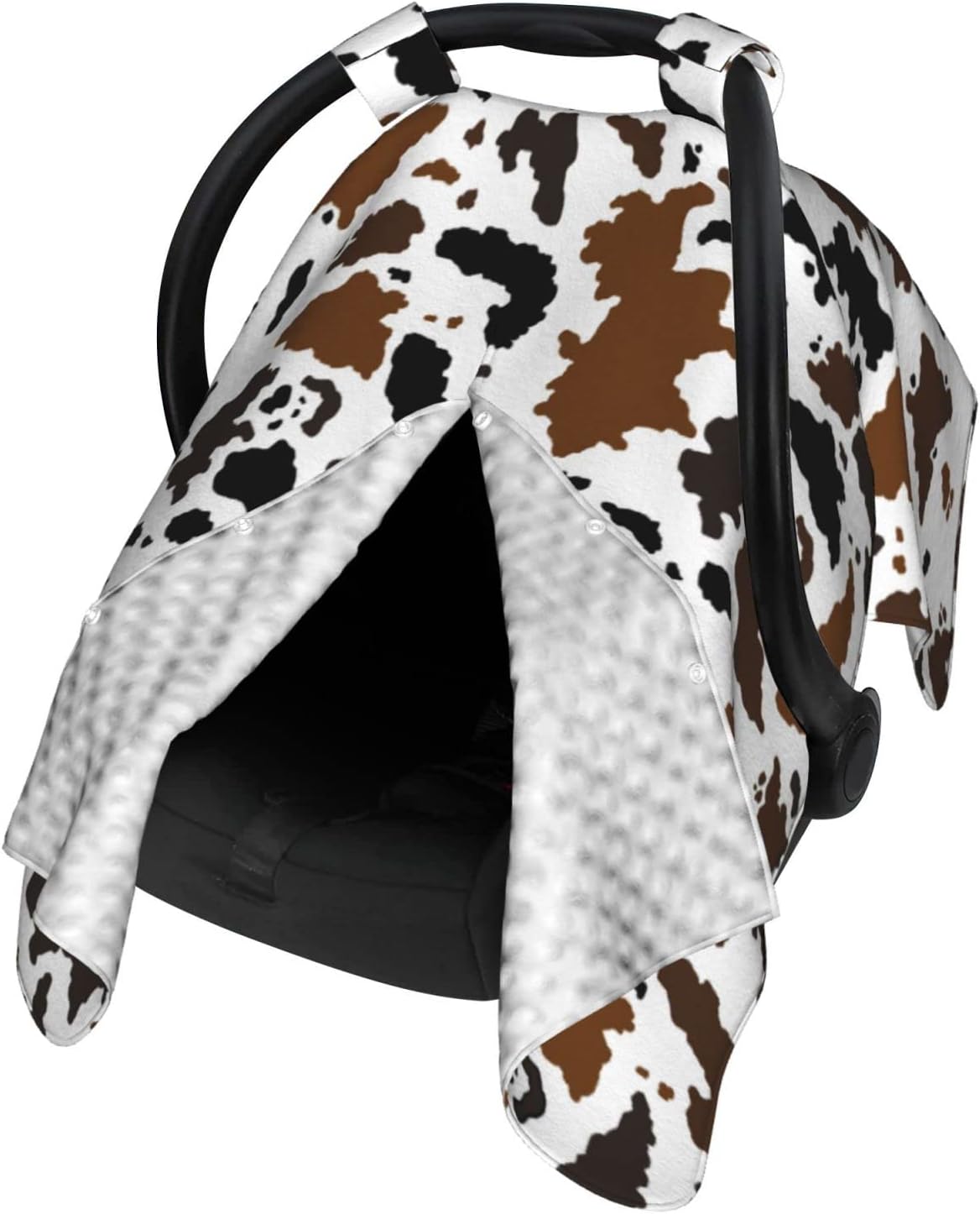 adnvswu Brown Black Cow Skin Baby Car Seat Canopy Cover Multi Use Nursing Cover for Newborn Car Seat Canopy Mom Nursing Breastfeeding Covers Newborn Shower Gift