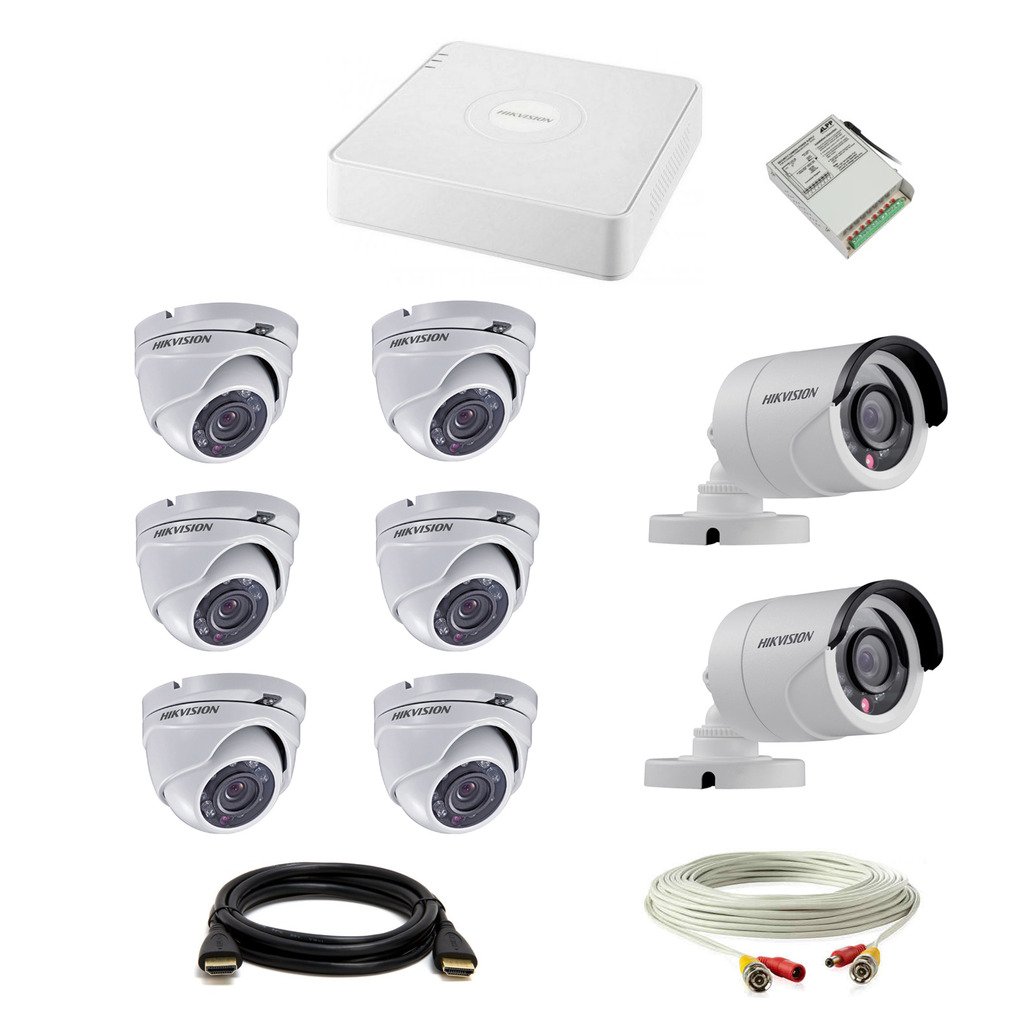 HIKVISION Set of 6, 2 Dome and Bullet CCTV Camera with 8 Ch DVR with Accessories-image-33