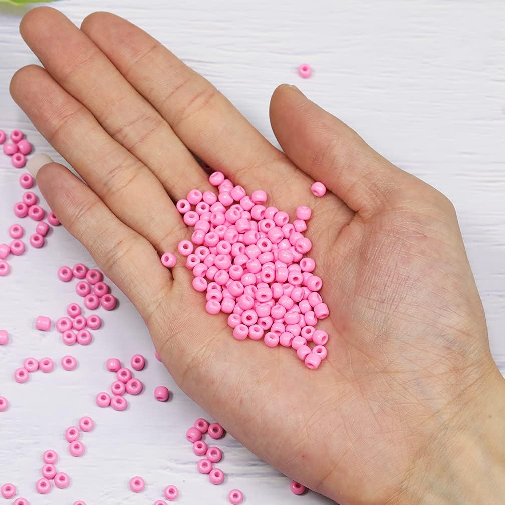 Size 6/0 Crafts Glass Seed Beads 4mm Pink Beads for Jewelry Making (Total About 100g About 1200pcs) - Image 4