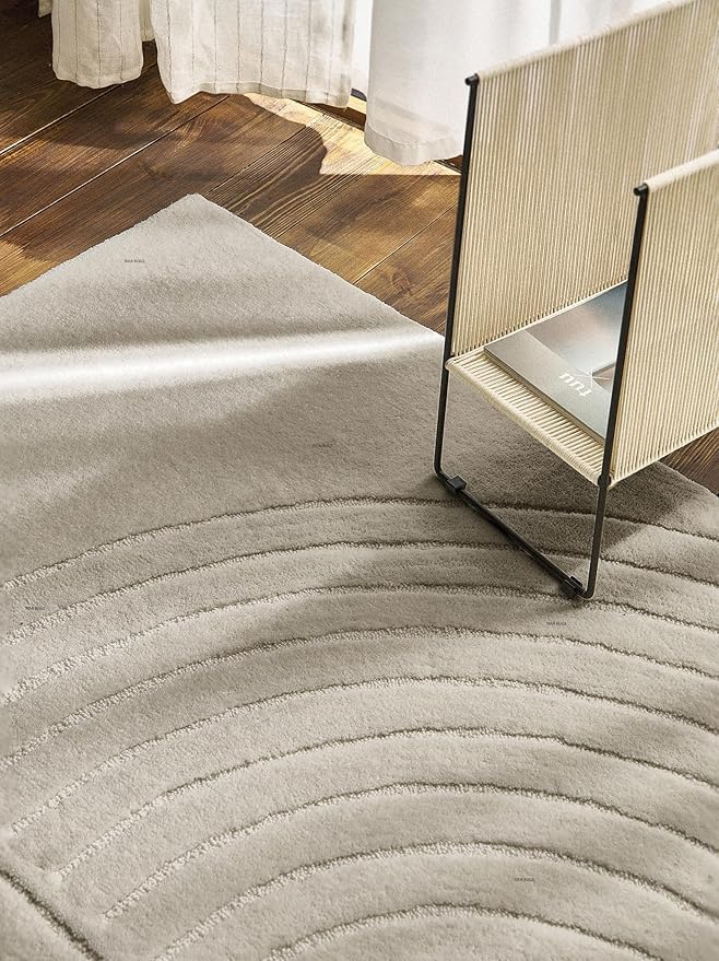 Image of Hand Tufted Carpet Nz Wool with Silk Abstract Design Non Slip Luxury Exclusive Rectangular Carpet for Living Room Bedroom (Size : 5x8 Ft, 152x244 CM), Multicolor