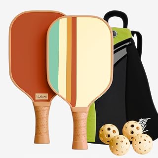 Lifelong Professional Pickleball Paddle Set Fiberglass Surface 16 mm Thickness 4 Pickle Ball Balls Paddle Cover Bag Cushion Comfort Handle Grip Durable Pickleball Paddle Outdoor Game,Multicolor