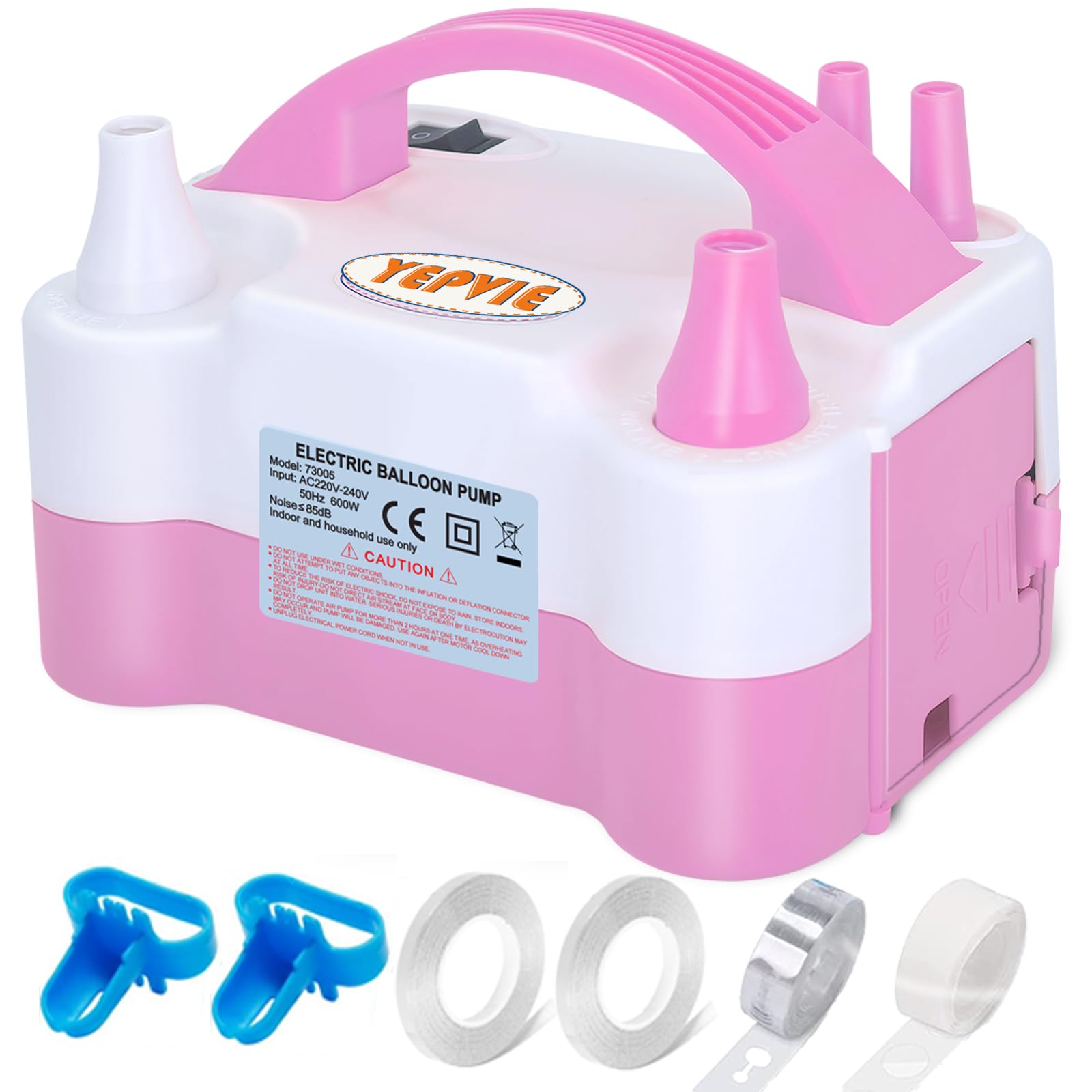 YEPVIE Electric Balloon Pump UK, Portable 2 Modes Balloon Inflator with 6 Balloon Arch Kits, Electric Air Pump for Balloons, Professional Electric Balloon Blower Machine for Birthday Party Decoration