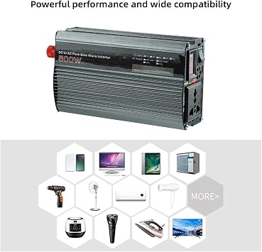 500W Pure Sine Wave Inverter 12V/24V AC Voltage Converter Power Peak 1000W Wide Application(12V 50HZ)