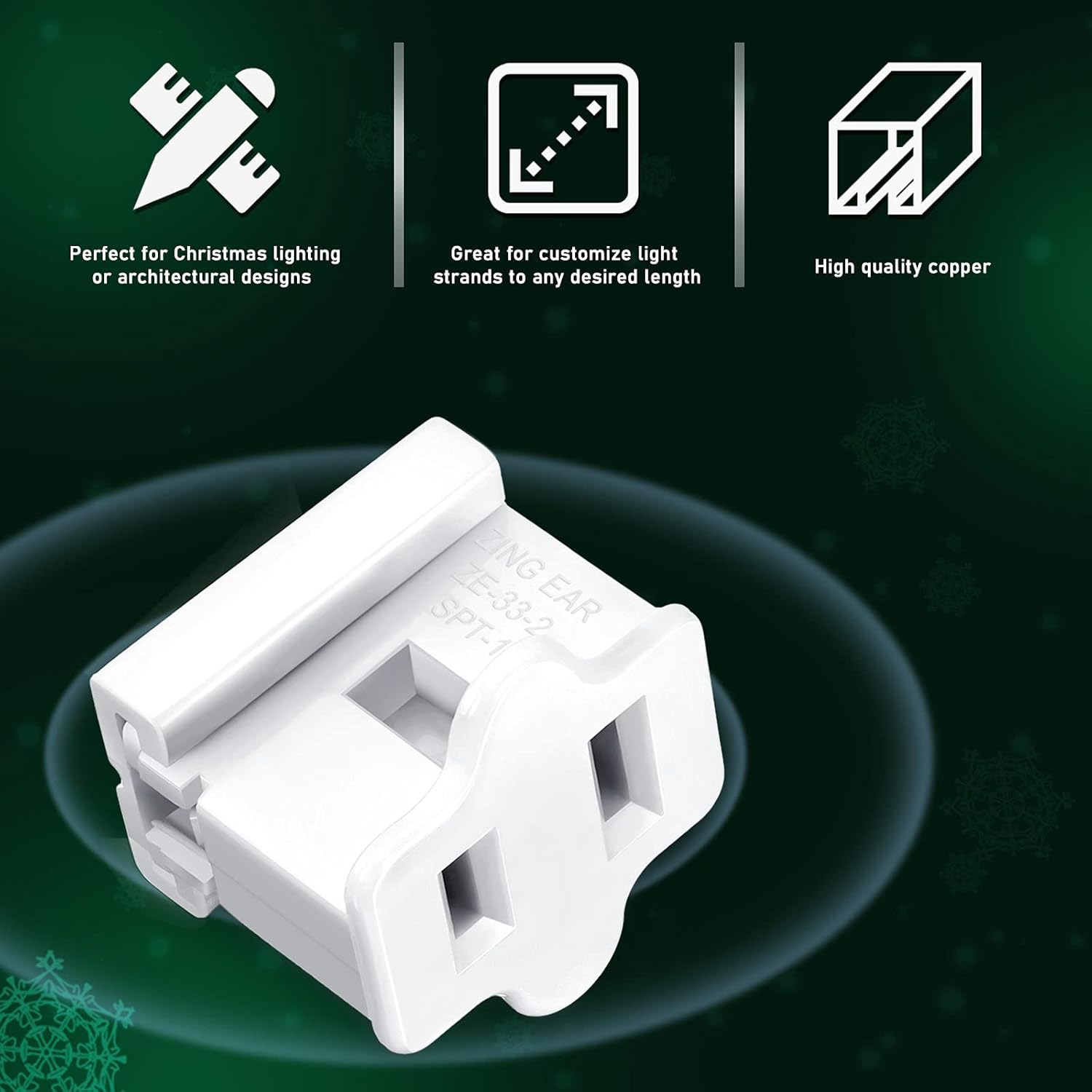 Frienda 10 Piece Christmas Light Slip Plugs, White(SPT-1 Female Plug)