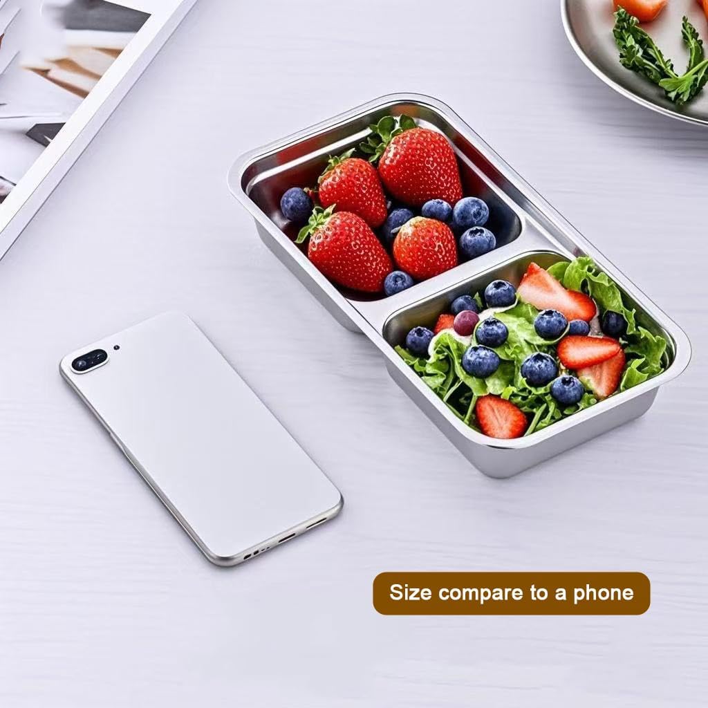 3 Pack Stainless Steel Snack Containers, Meal Prep Containers, Metal Bento Lunch Box with 2 Compartments, Dishwasher-Safe, Reusable Grab and Go Snack Containers with Lids for Travel, Office, Camping - Image 5