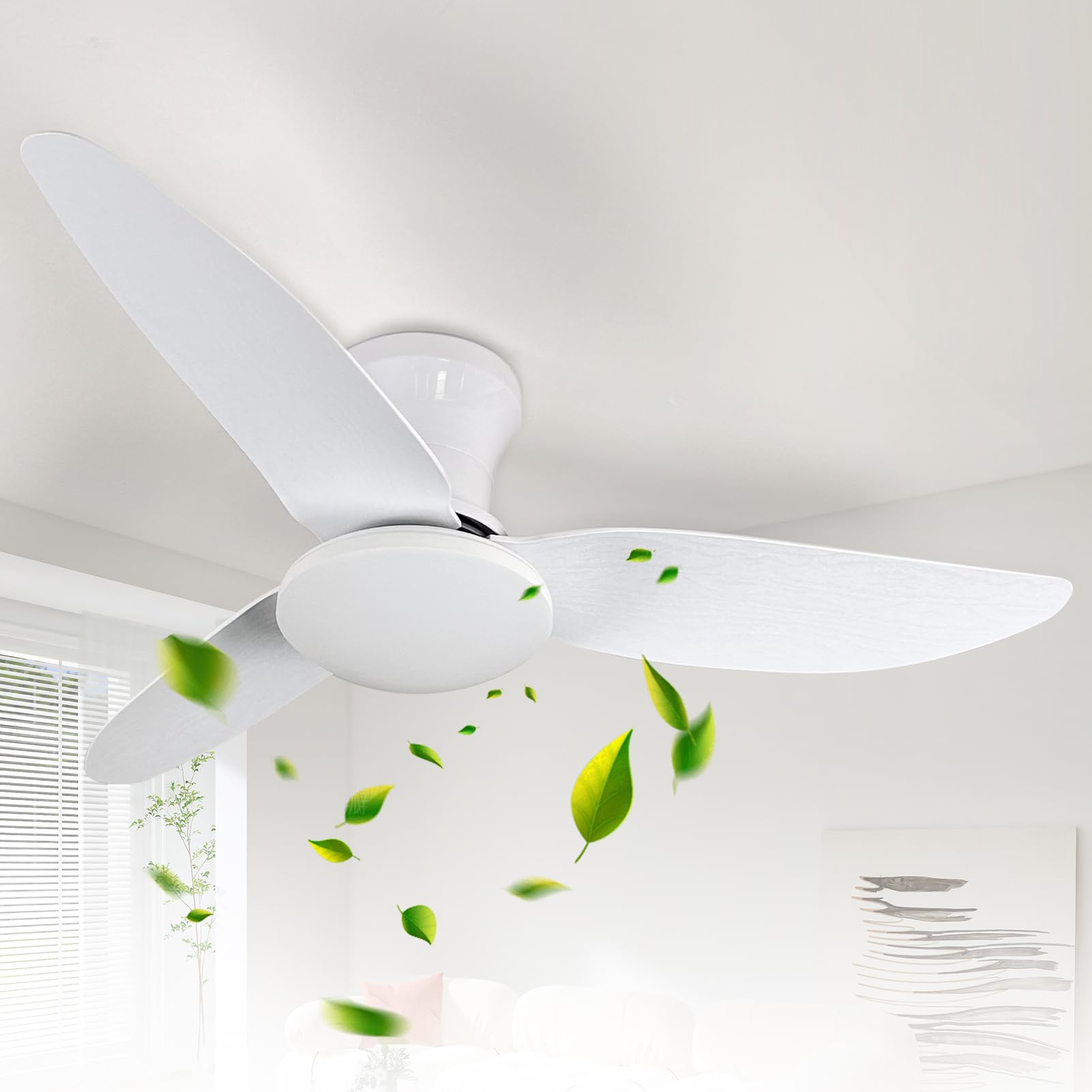 Ventilateur de plafond avec éclairage, plafonnier avec ventilateur et télécommande,3 températures de couleur et 6 vitesses, plafonnier LED avec ventilateur,silencieux,pour salon,chambre