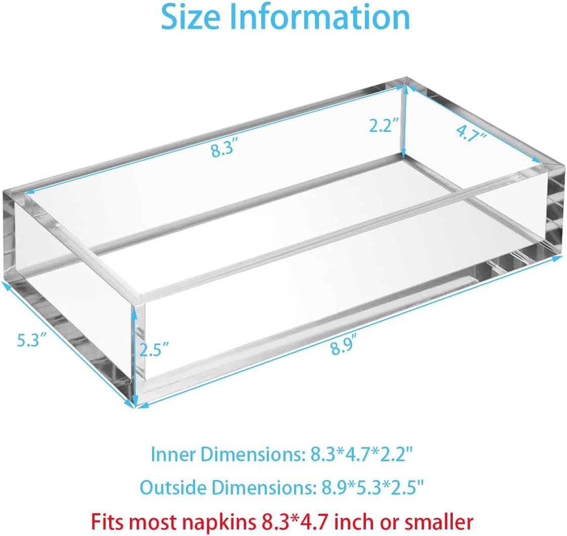 HIIMIEI Acrylic Napkin Holder Tray, 8mm Thick Acrylic Guest Towel Holder, Crystal Clear Table Cocktail Napkin Holder for Bathroom, Restaurant, Office, Commercial, Kitchen, Party - Image 2