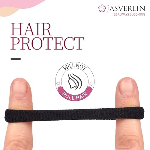 Miniatura 6 de Lazos suaves para el cabello, bandas elásticas de algodón sin costuras para mujeres y niñas, sin daños, coleteros pequeños para cabello grueso y