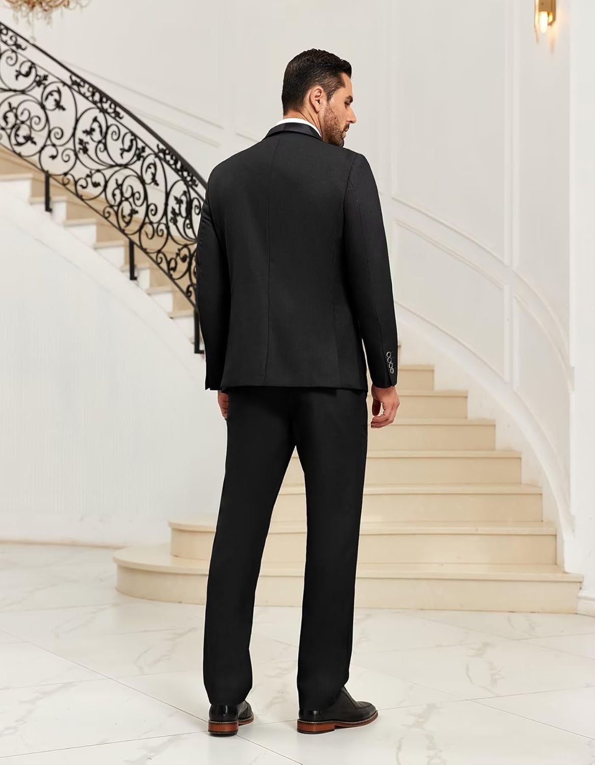 Mens Suit 3 Piece Formal Shawl Lapel Tuxedo for Men Wedding Suits One Button Jacket Vest Pants Set - Image 4