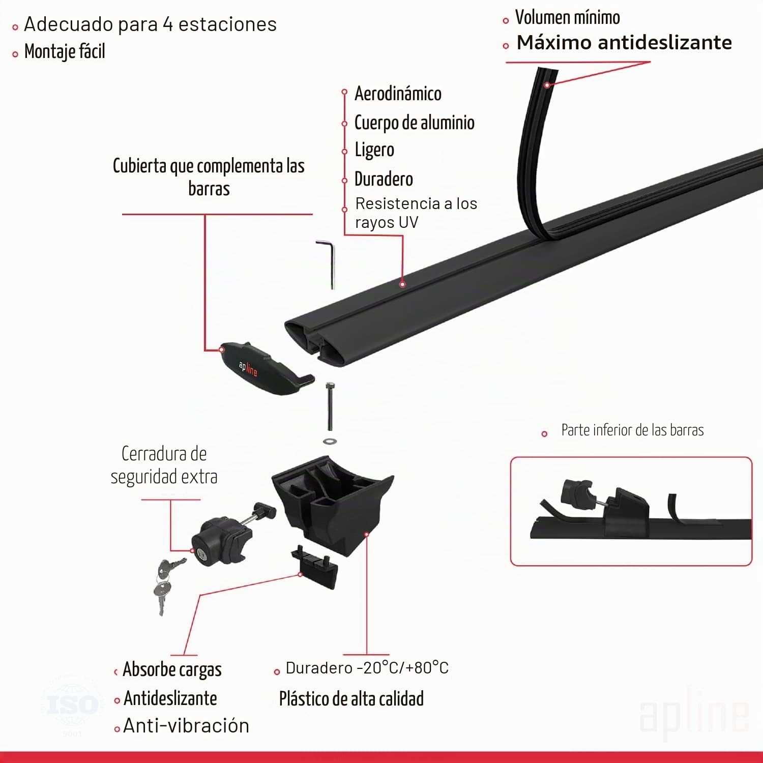 Compatible con Bmw 3 Series Touring (E91) 2005-2011 Barras de techo Portaequipajes HOOK Barras Transversales Con Cerradura Aluminio NEGRO