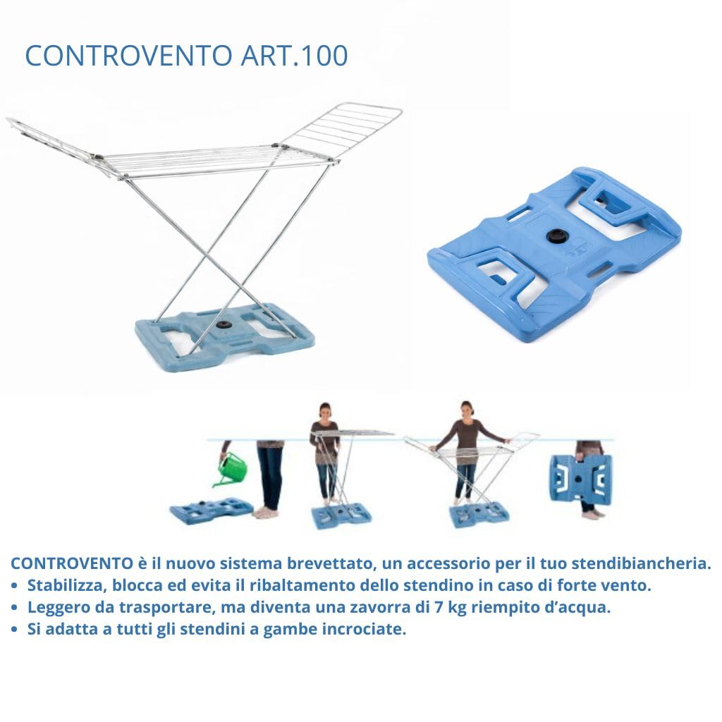 Generico CONTROVENTO ART.100 Zavorra Antiribaltamento per Stendibiancheria, Stabilizzatore per Stendino a Gambe Incrociate, 14 kg Riempito d'Acqua