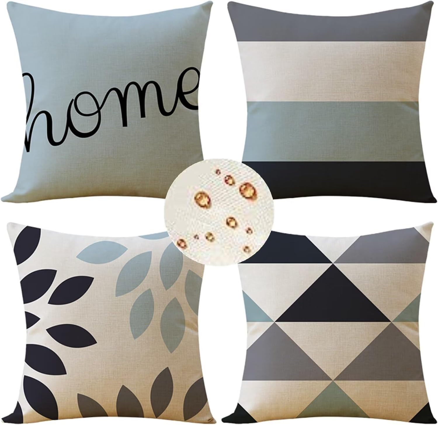 Outdoor Weatherproof Cushion Cover 45 x 45 cm Set of 4 Black Cushion