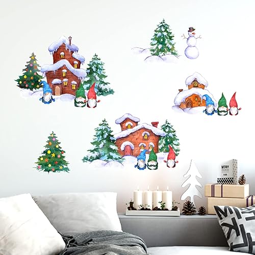 Miniatura 5 de 2 hojas de calcomanías de pared de árbol de Navidad, calcomanías de pared de vinilo de Navidad, calcomanías de arte de pared extraíbles para pared,