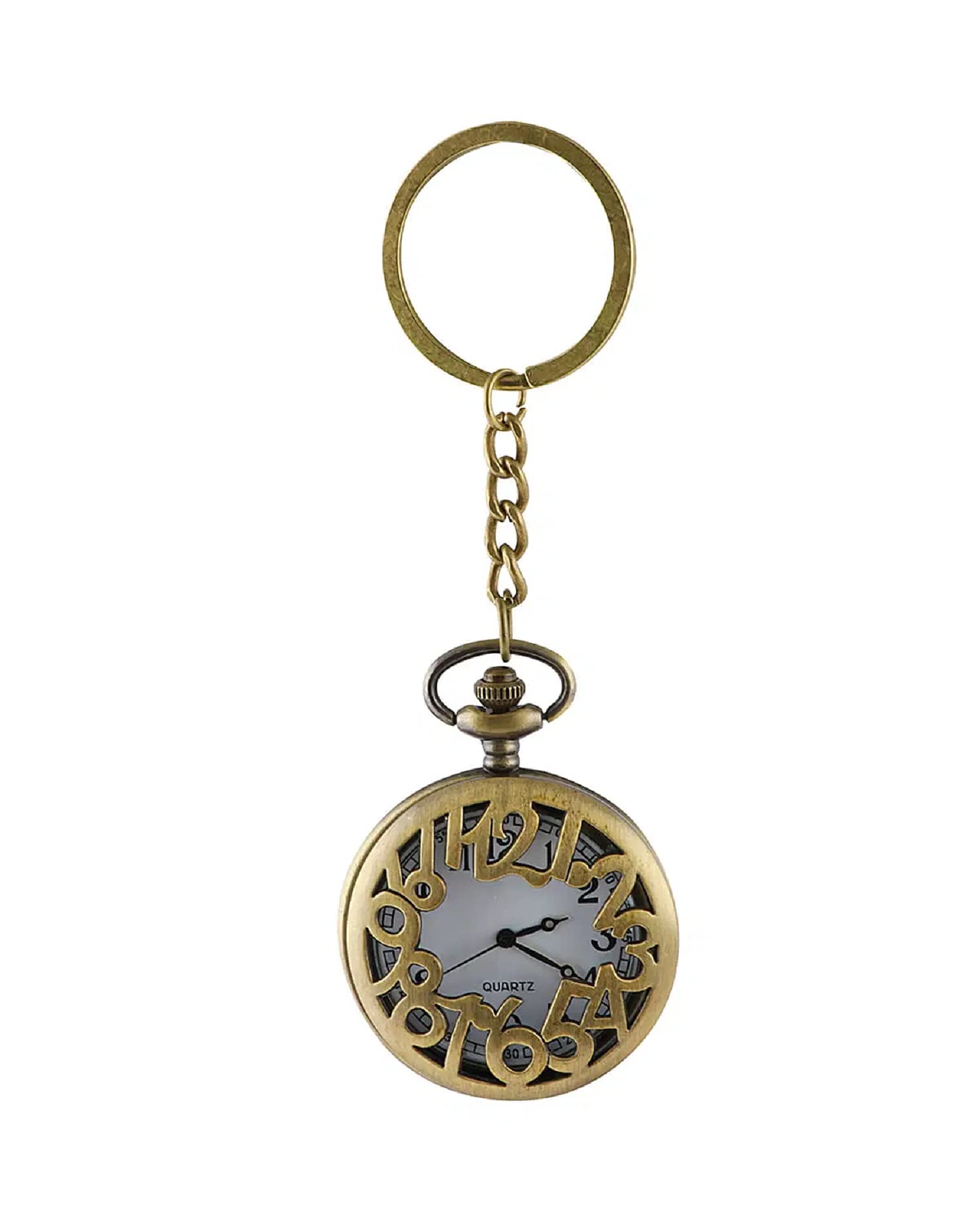AUGEN Metal Keychain For Men And Women, Round Key Ring Holder Organizer With Vintage Classic Pocket Stopwatch- Clock (Pack of 1)