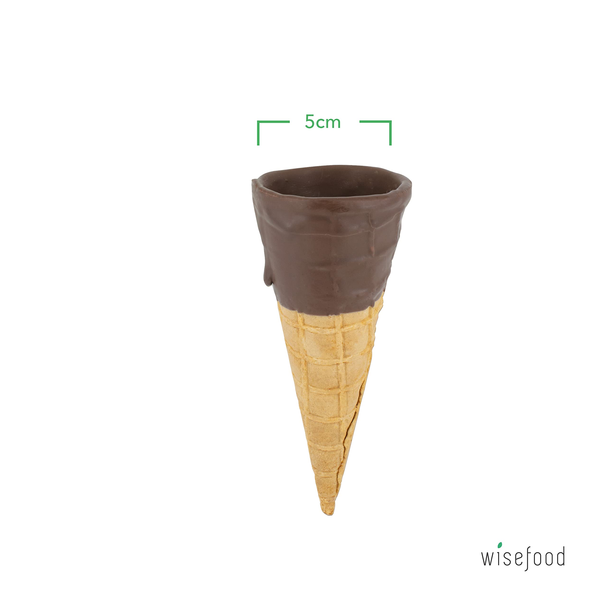 Wisefood Offa de hielo, 12 conos de helado con glaseado de cacao Ø 50 mm, oblea comestible crujiente