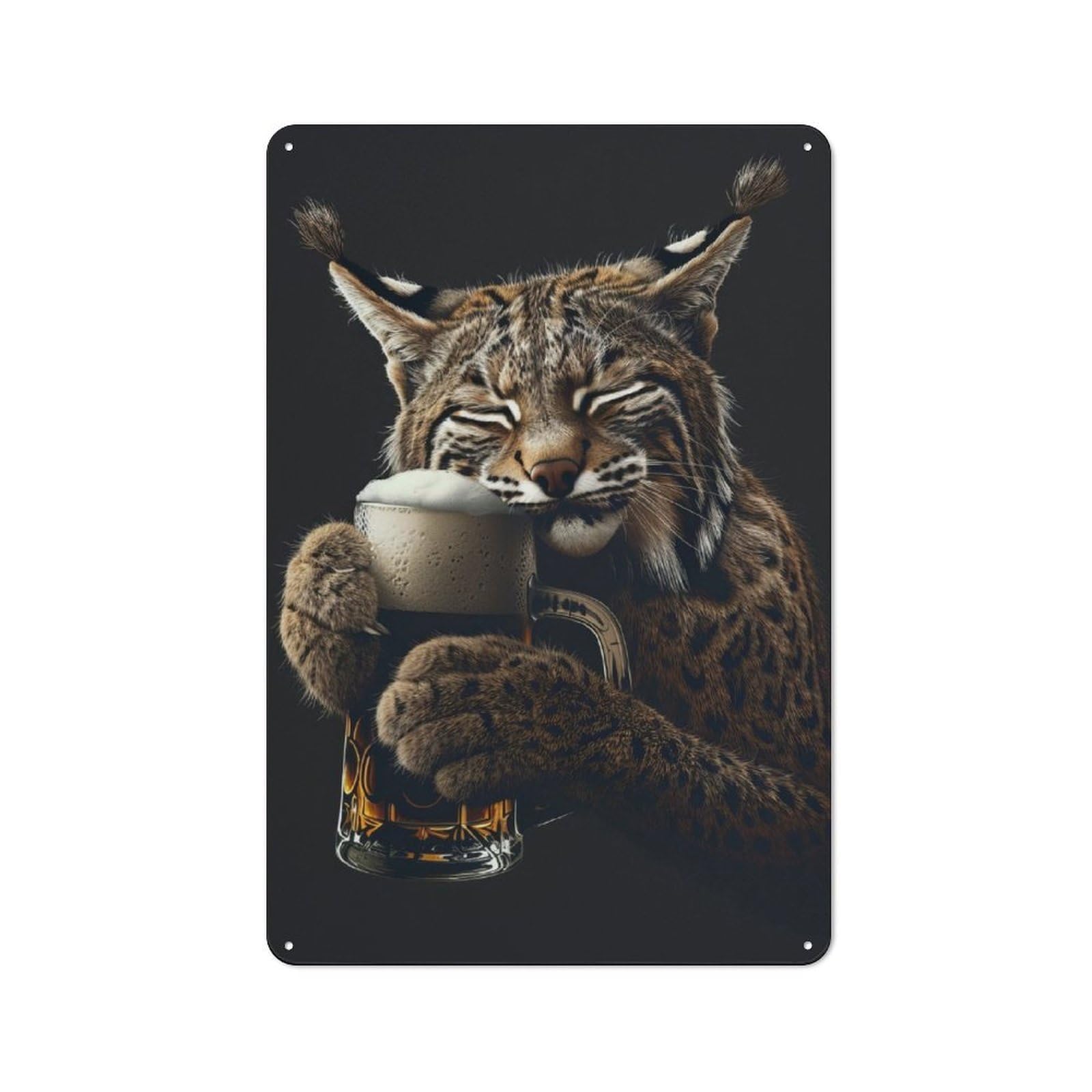Junmoney Bobcat Beer Tin Wall Plaque 30X20cm With For Garage Wall, For Collectors Of Retro Metal Wall Decor