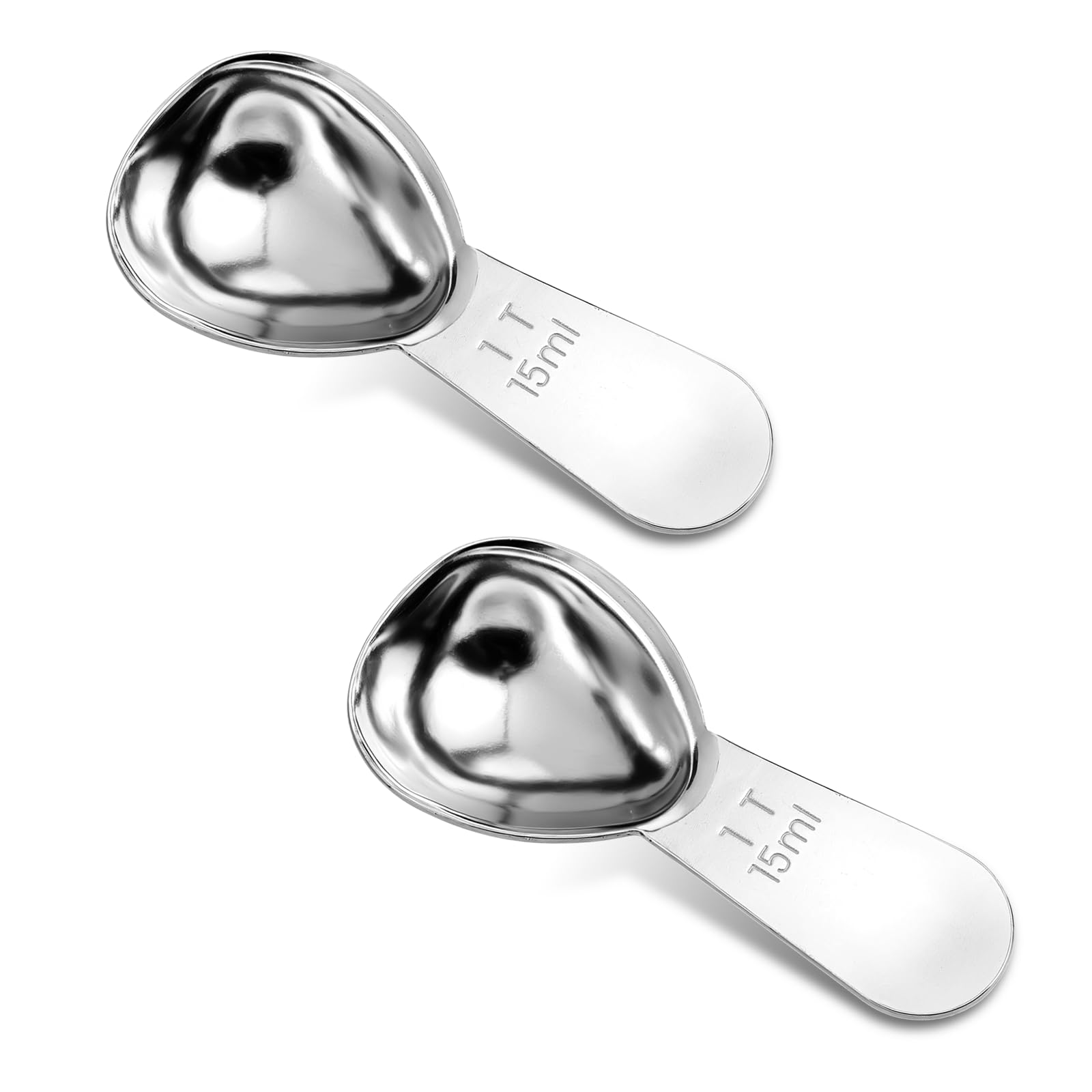 Coffee Scoop with Short Handle - 1 Tablespoon (1 Tbsp | 15ml | 1/16 Cup | 15 CC | 1/2 Oz) 2 Pack Stainless Steel Tablespoon Measure Spoon for Coffee Milk Brewing Baking Measure Bean in Canister