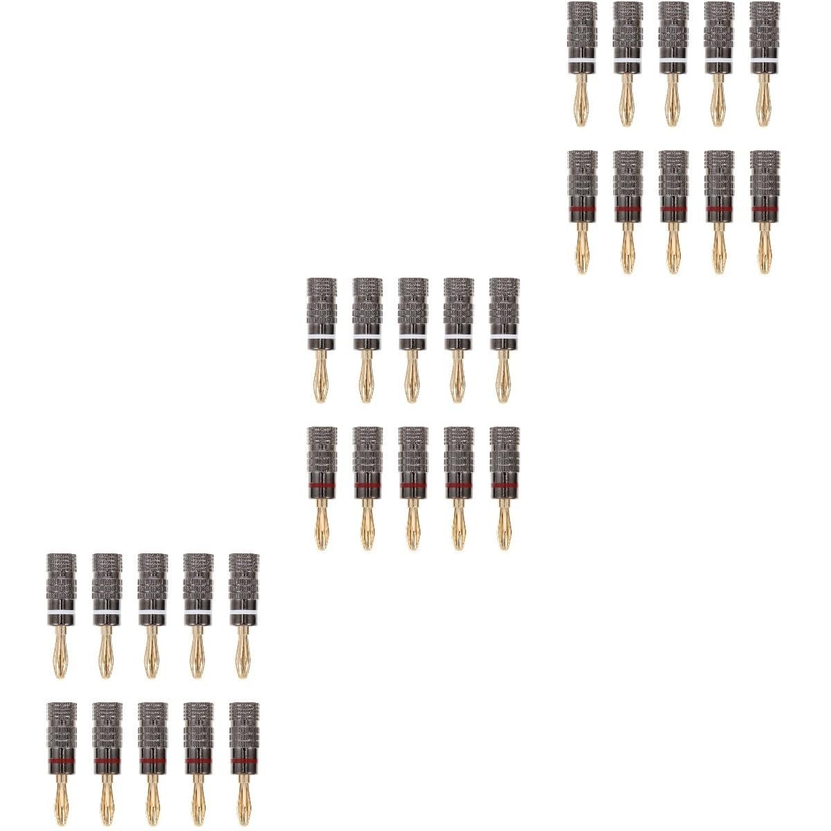 Uonlytech Lot De 3 Fiches Bananes Plates pour Haut-Parleur Connecteur Audio Banane Plaqué Or Facile À Utiliser Et Robuste Pince Banane pour Prise Audio 10 Pièces X 3