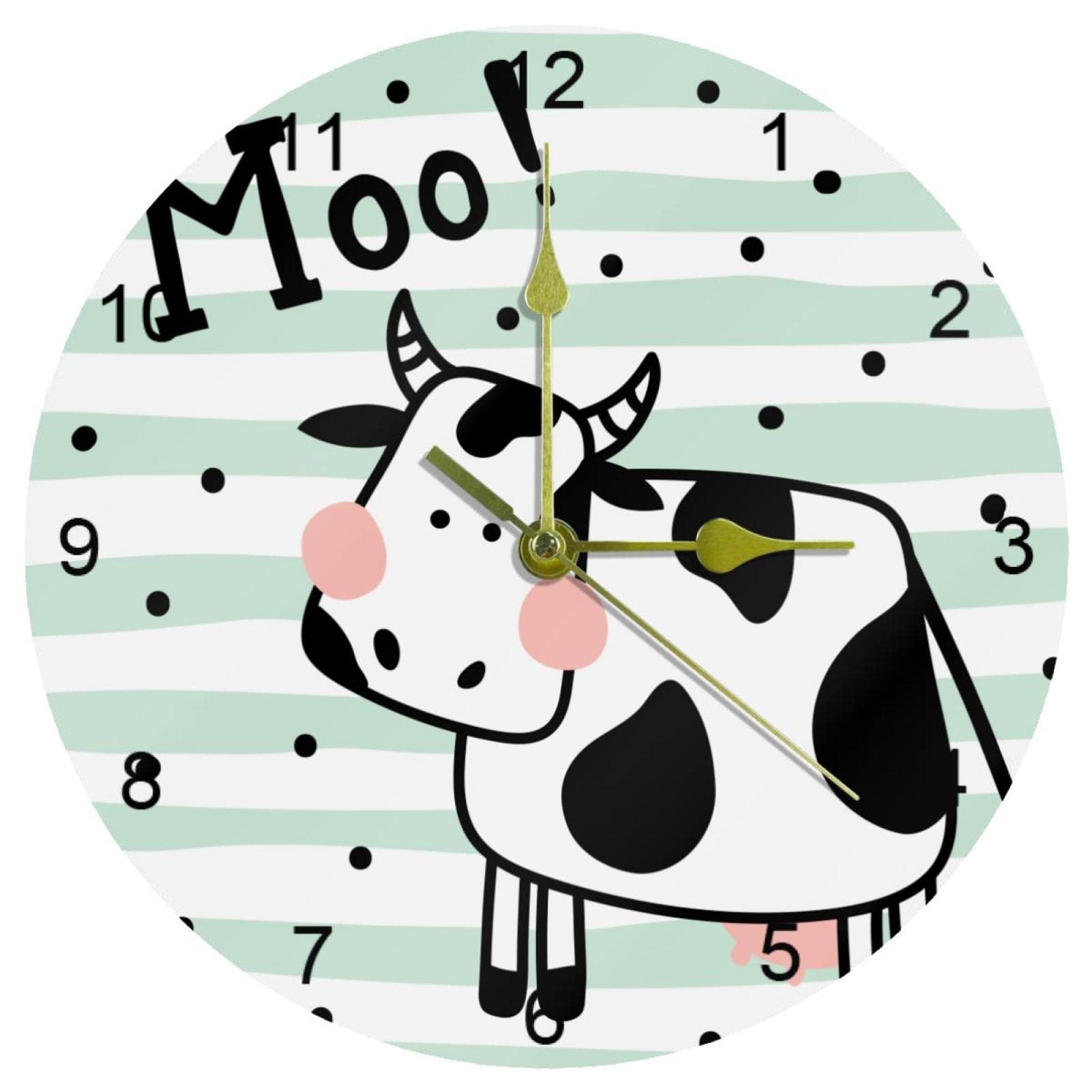 Horloge murale vache de 25,4 cm avec chiffres arabes pour cuisine