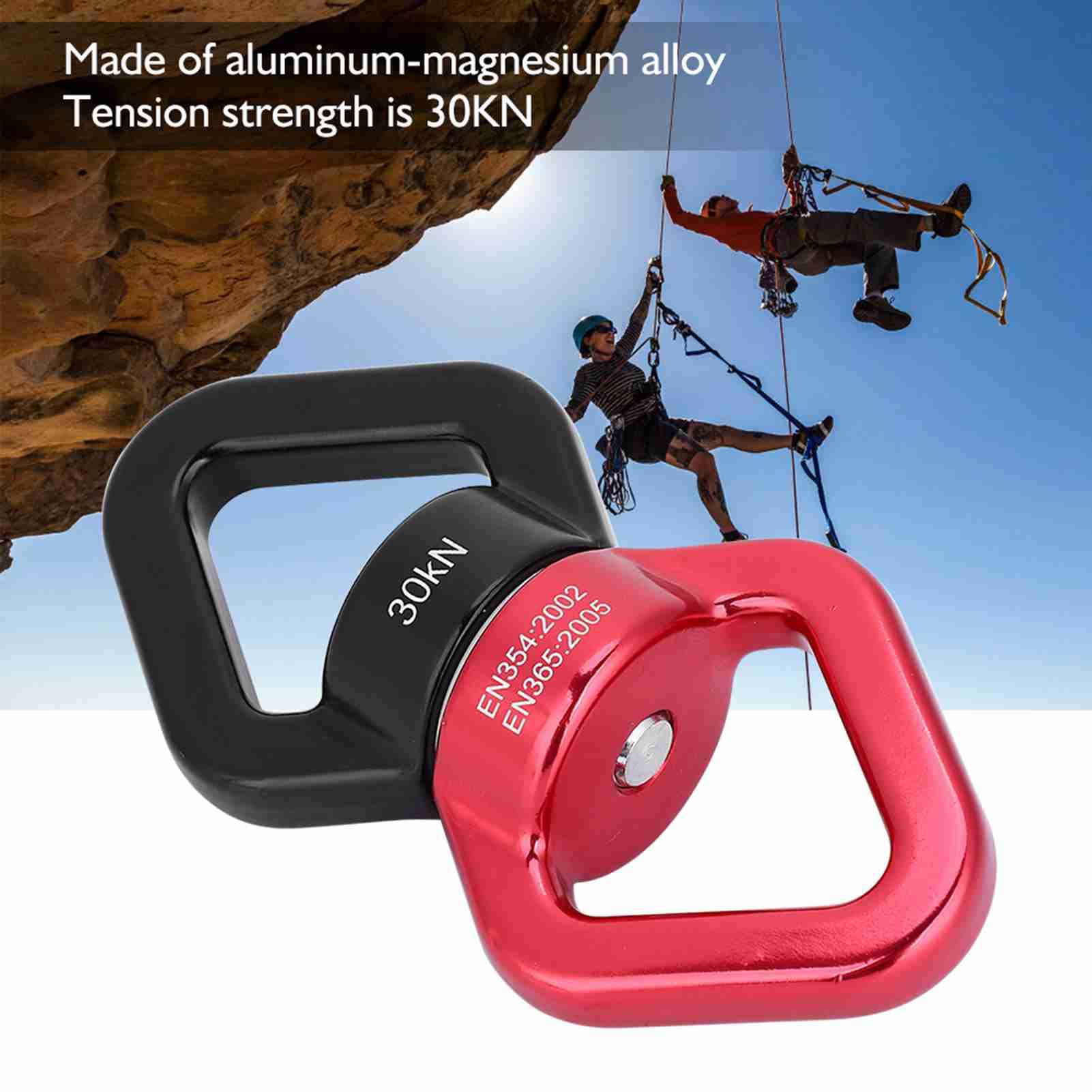 Pivotant Émerillon Escalade 30 KN - Roue Universelle En Alliage Alu/Magnésium, 360°, Pour Sauvetage, Hamac, YOGA