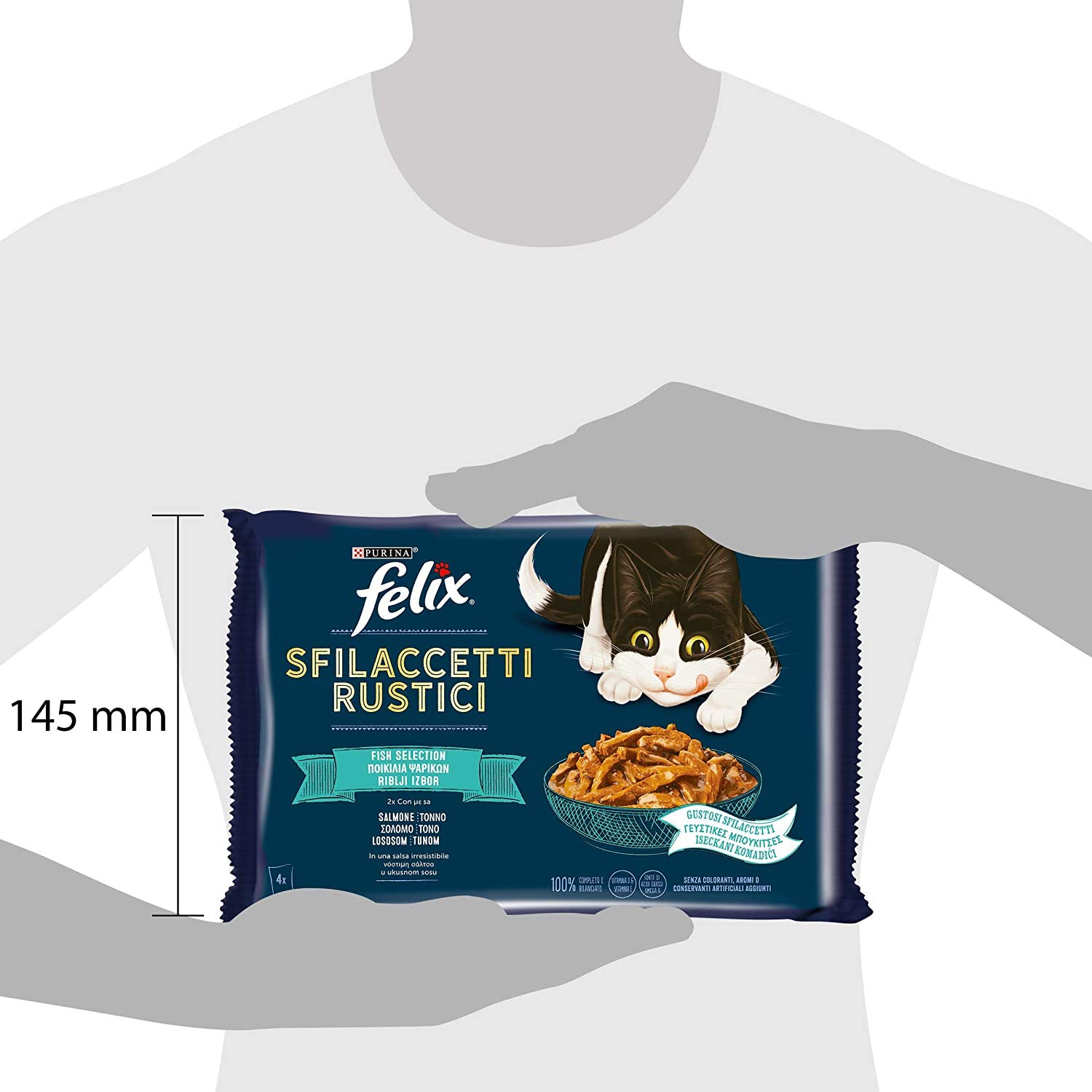 Felix Rustic Fish Selection Wilgotny Kot z tuńczykiem, Łosoś - 48 kopert 80 g Każda (12 opakowań 4 x 80 g) - 4460 g