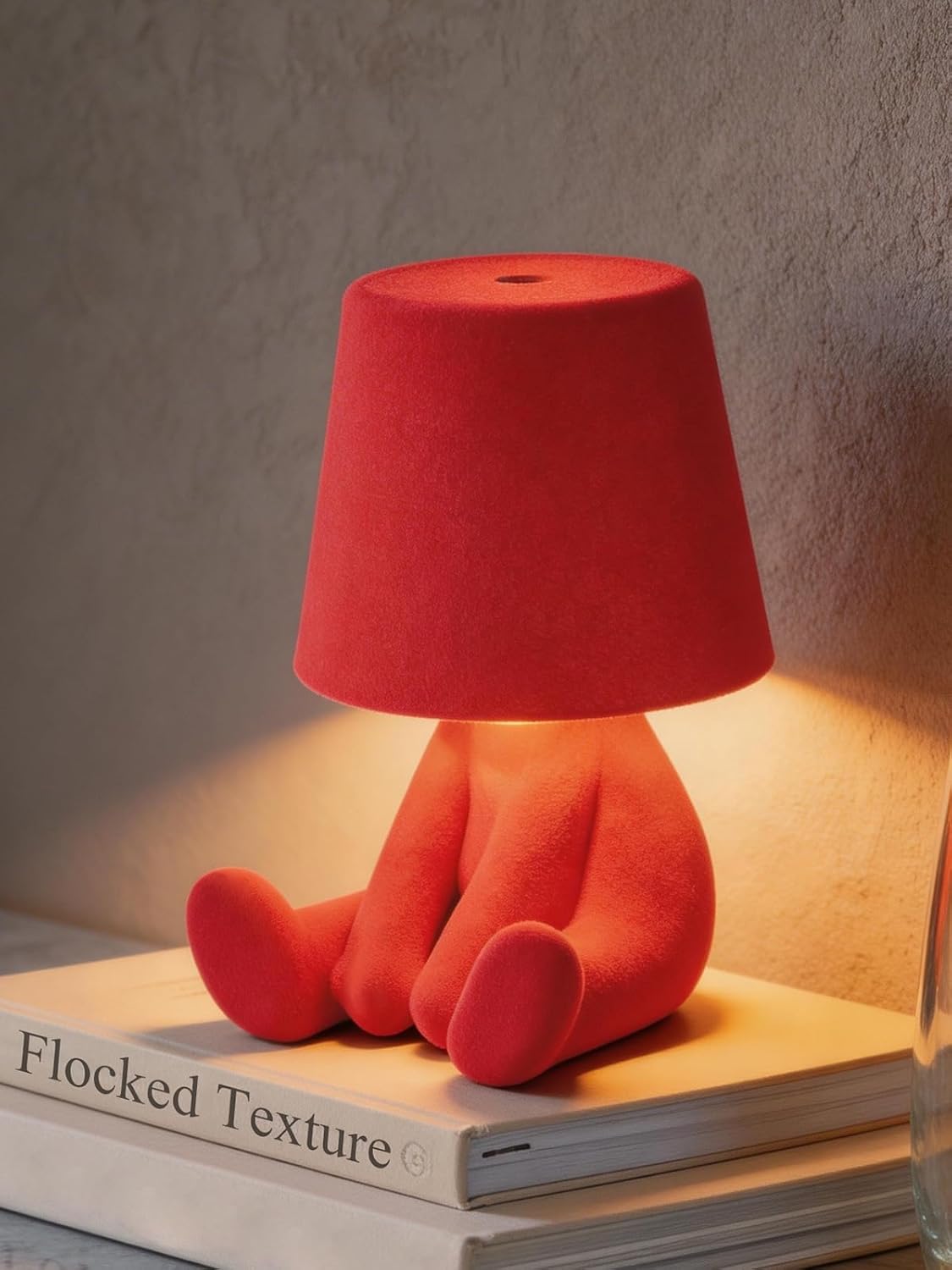 Human-Shaped Rechargeable Table Lamp: Flocked Texture - Softer Look & Warmer Presence for Birthday Holiday Gifts & Stylish Decorative Corners - Dimmable 3 Color Temps