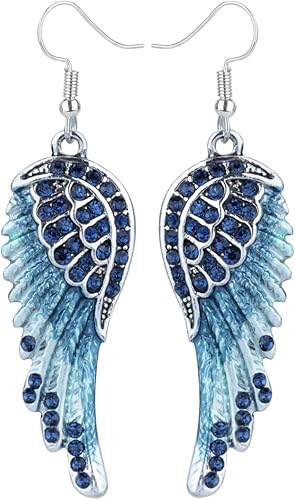 Szxc - Aretes colgantes hipoalergénicos para mujer, diseño de alas de ángel guardián, joyería para motociclistas, 2 14 pulgadas