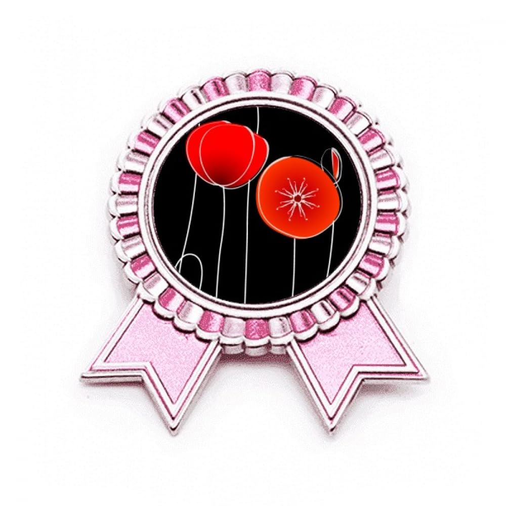 Broche en forme de fleur rouge sculptée en métal finition satinée taille M
