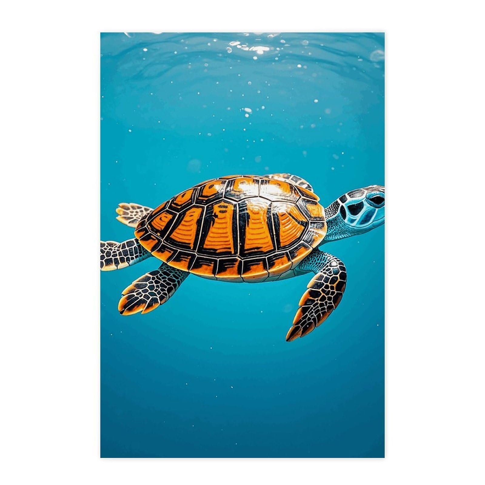 Affiches murales vintage tortue bleue pour habiller facilement un mur vide