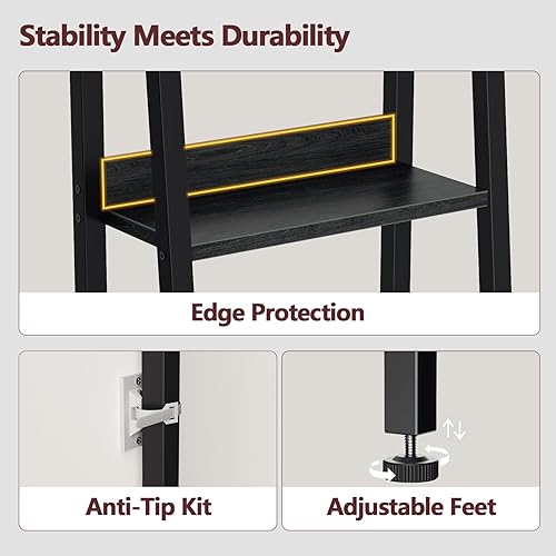 Vista 61 de Furologee Estantería de escalera blanca de 4 niveles, estantería de escalera con cajón extraíble, estante de almacenamiento organizador