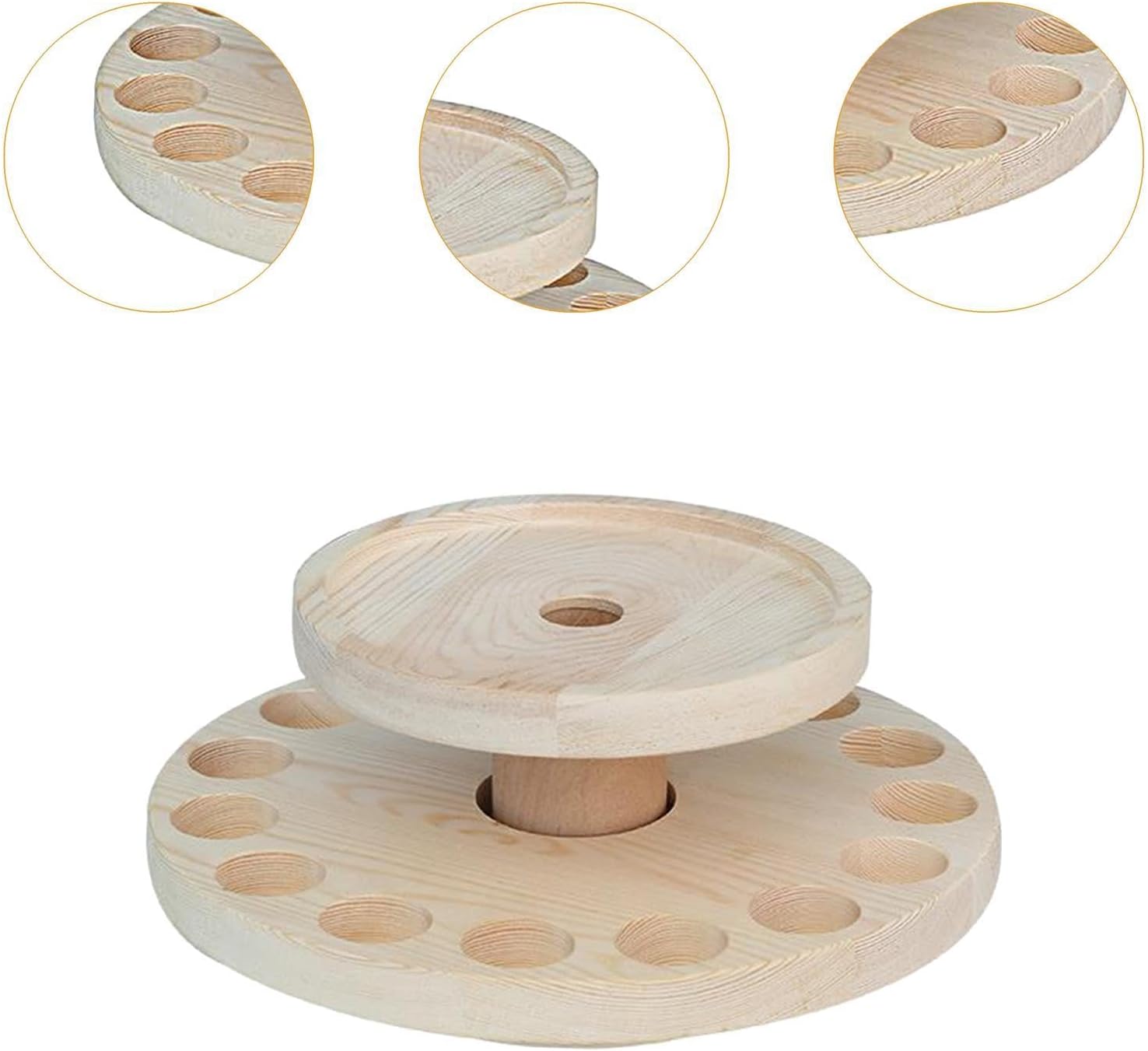 predolo Diffuser Holder Carousel Height Increase Rack Wooden Rotating Display Stand 2 Tier for Vanity Essential Oils Bottles Desktop