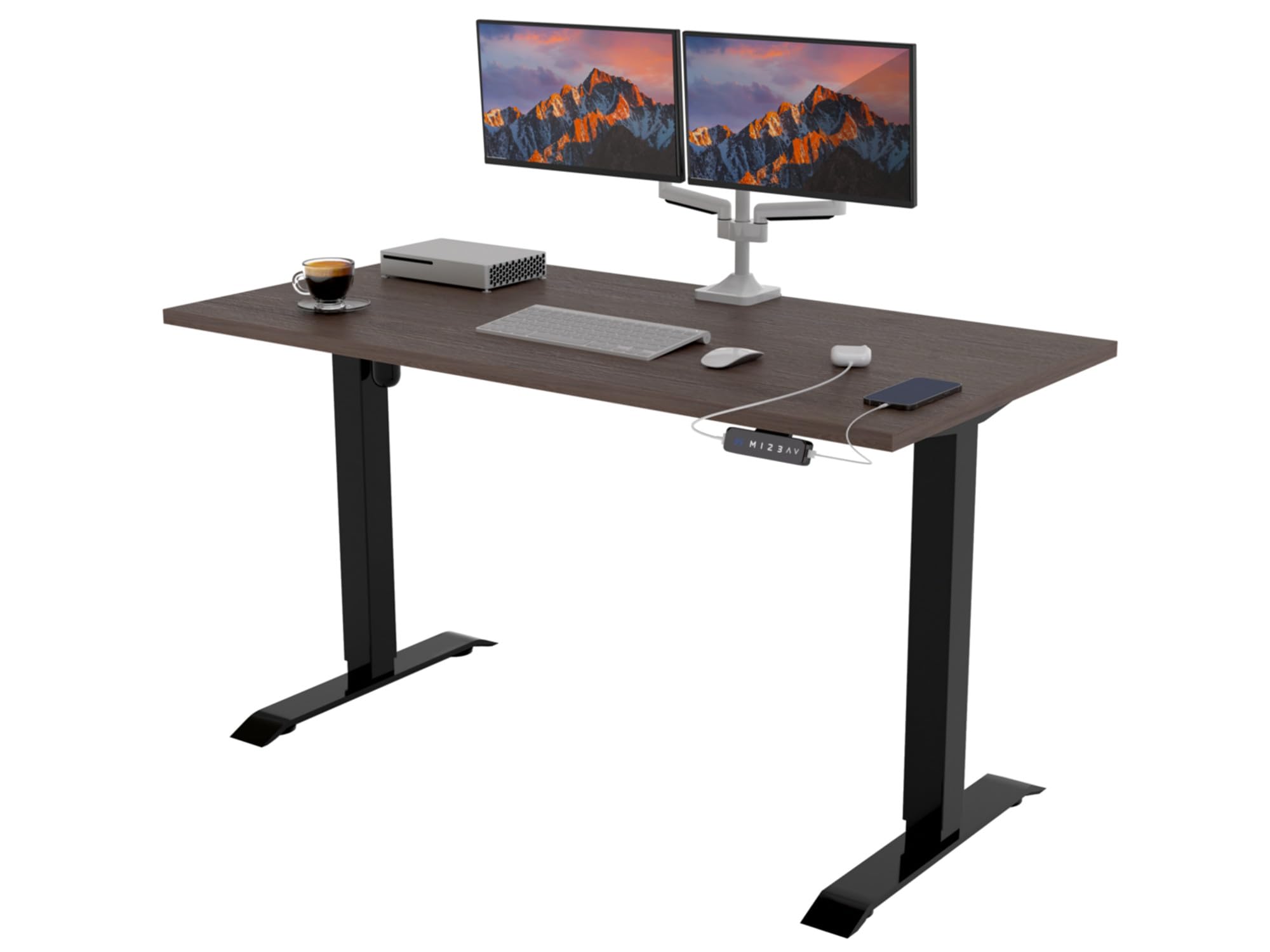 POKAR Escritorio Gaming Mesa Elevable Mesa Regulable Altura Tablero para Escritorio (Roble Davos, 160 x 80)
