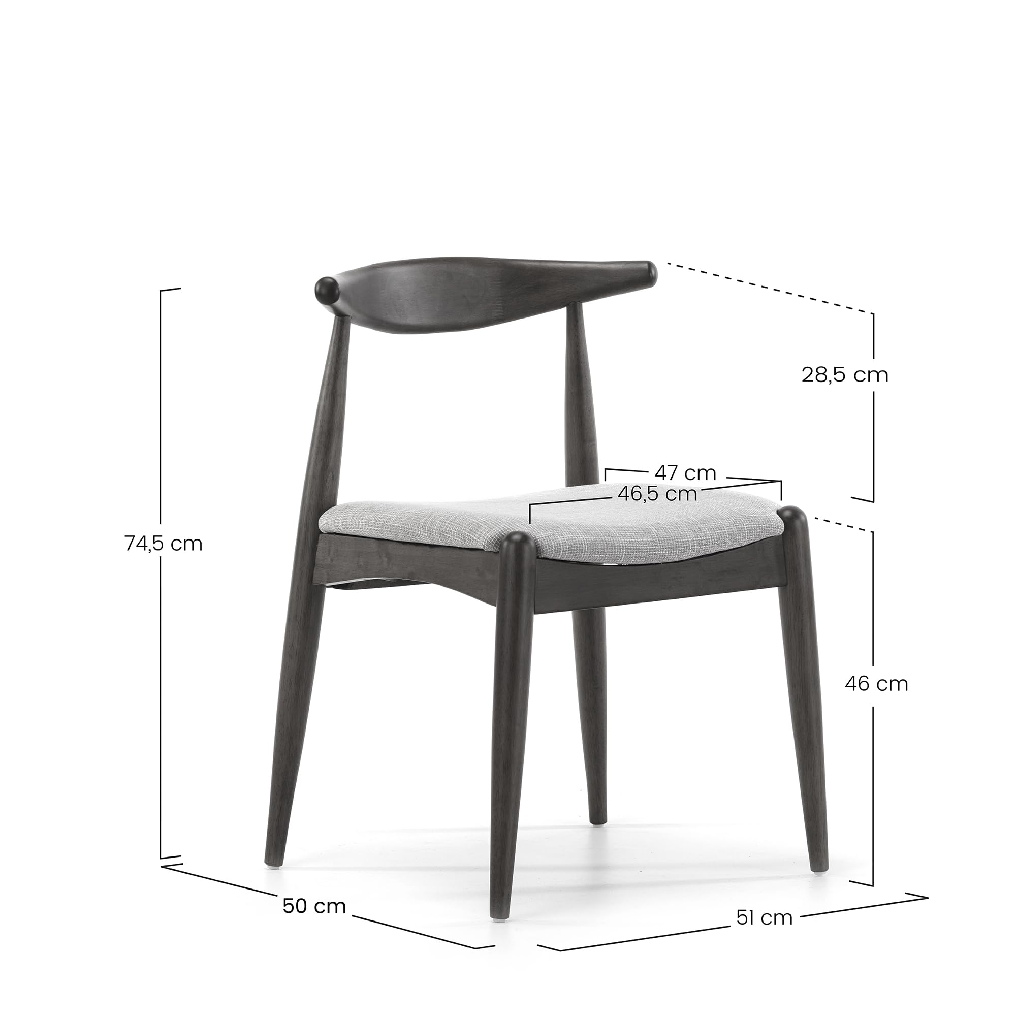 HOMN LIVING Ensemble Table à Manger Carrée 80x80 cm et 4 Chaises Corzo Noyer