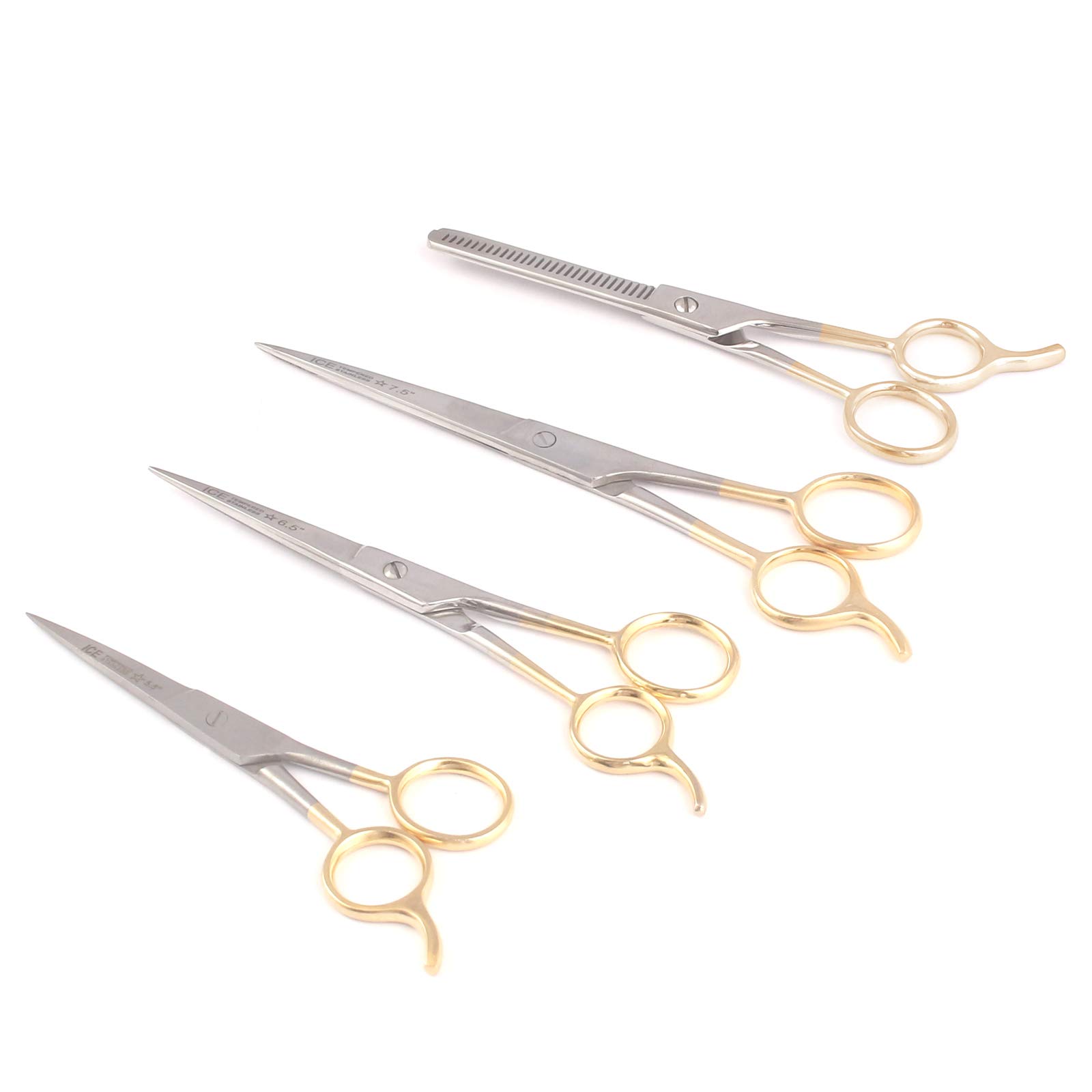 DDP Barber Scissor Hair Cutting Scissors Set Contain 4 Pcs Scissors With Half Gold Plated 5.5