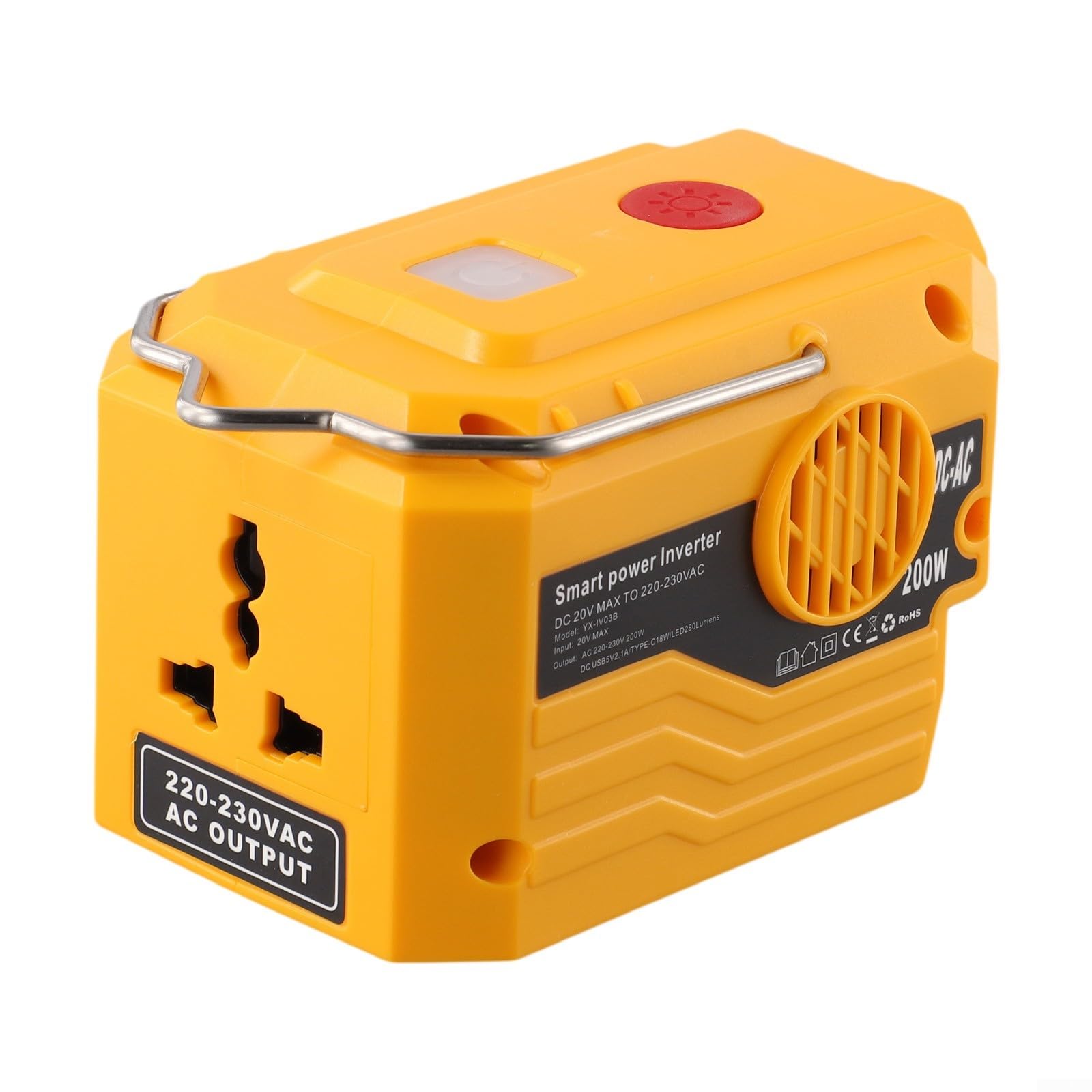 Generador inversor de potencia de 200 W para baterías Bosch de 18 V, fuente fiable de energía para actividades al aire libre (DW-220V)
