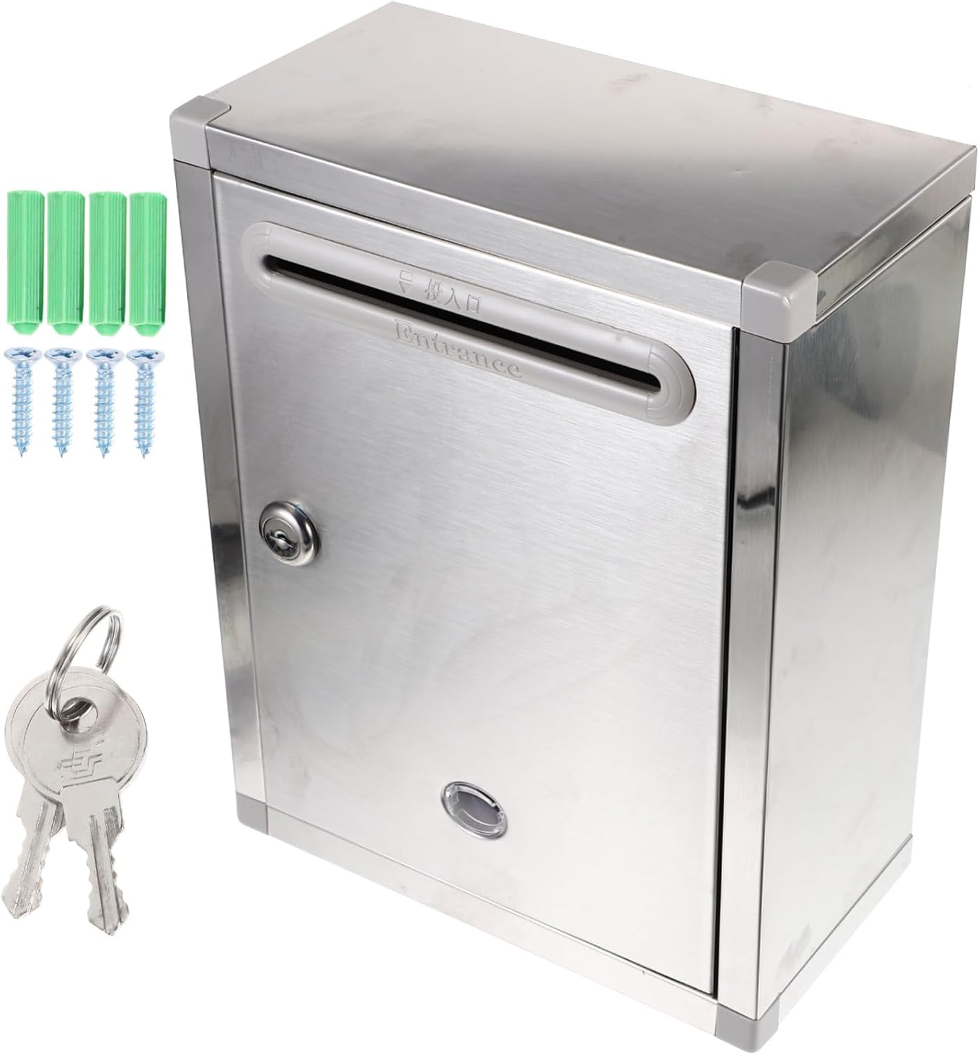 COHEALI Elegant Wall Mount Letter Box Mailbox Mailboxes Red Unique Stainless Steel Color