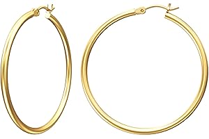 Gold Loop Earrings for Women, 925 Sterling Silver Posts, 14k Real Gold Plated