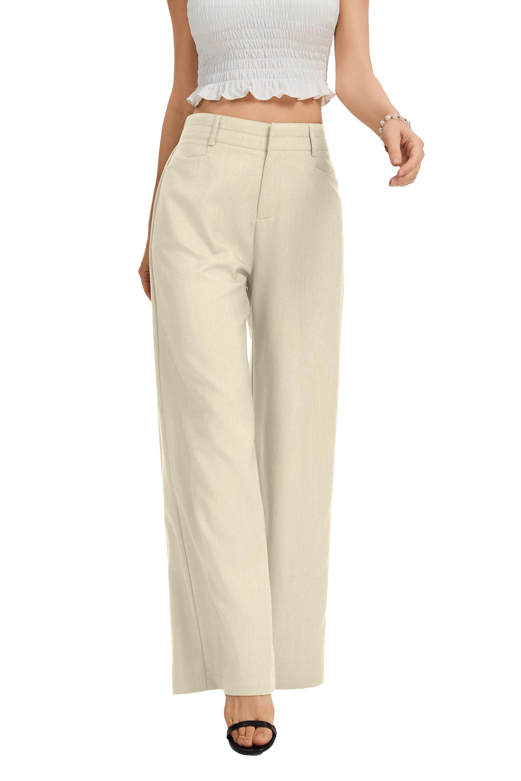 FUNYYZO Wide Leg Dress Pants for Women Work Slacks Business Casual Outfits